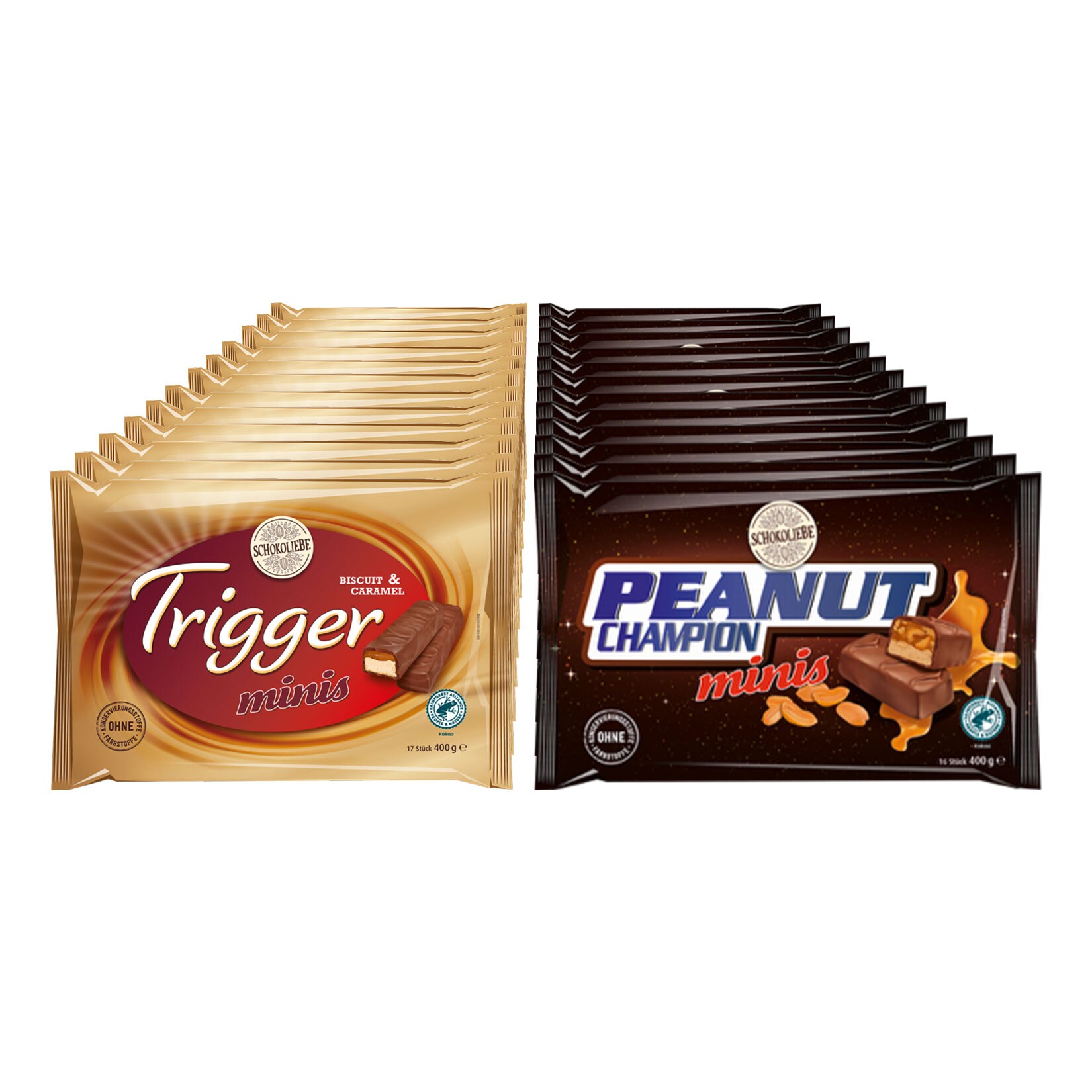 Schokoliebe Peanut Champion & Trigger verschiedene Sorten 400 g, 24er Pack - Bild 1