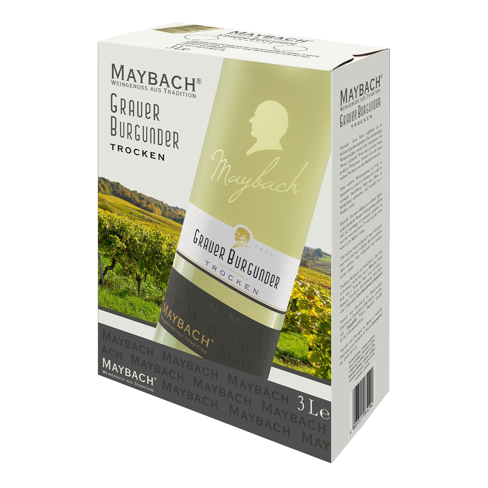 Netto Wein-Angebote - Maybach Grauer Burgunder trocken 12,9 % vol 3 Liter Bag in Box - Inhalt: 2 Flaschen