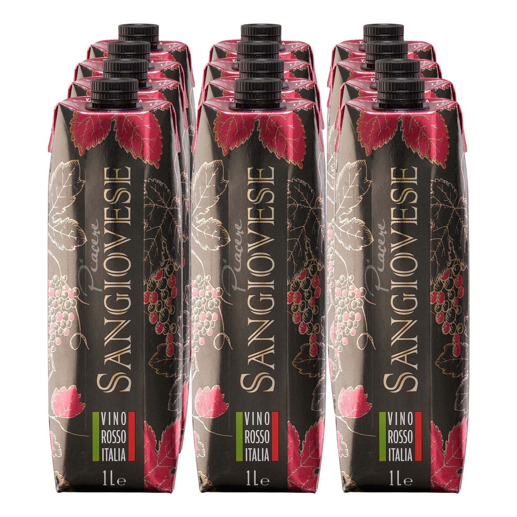 Piacere Sangiovese Italien Rotwein trocken 11,0 % vol 1 Liter, 12er Pack - Bild 1