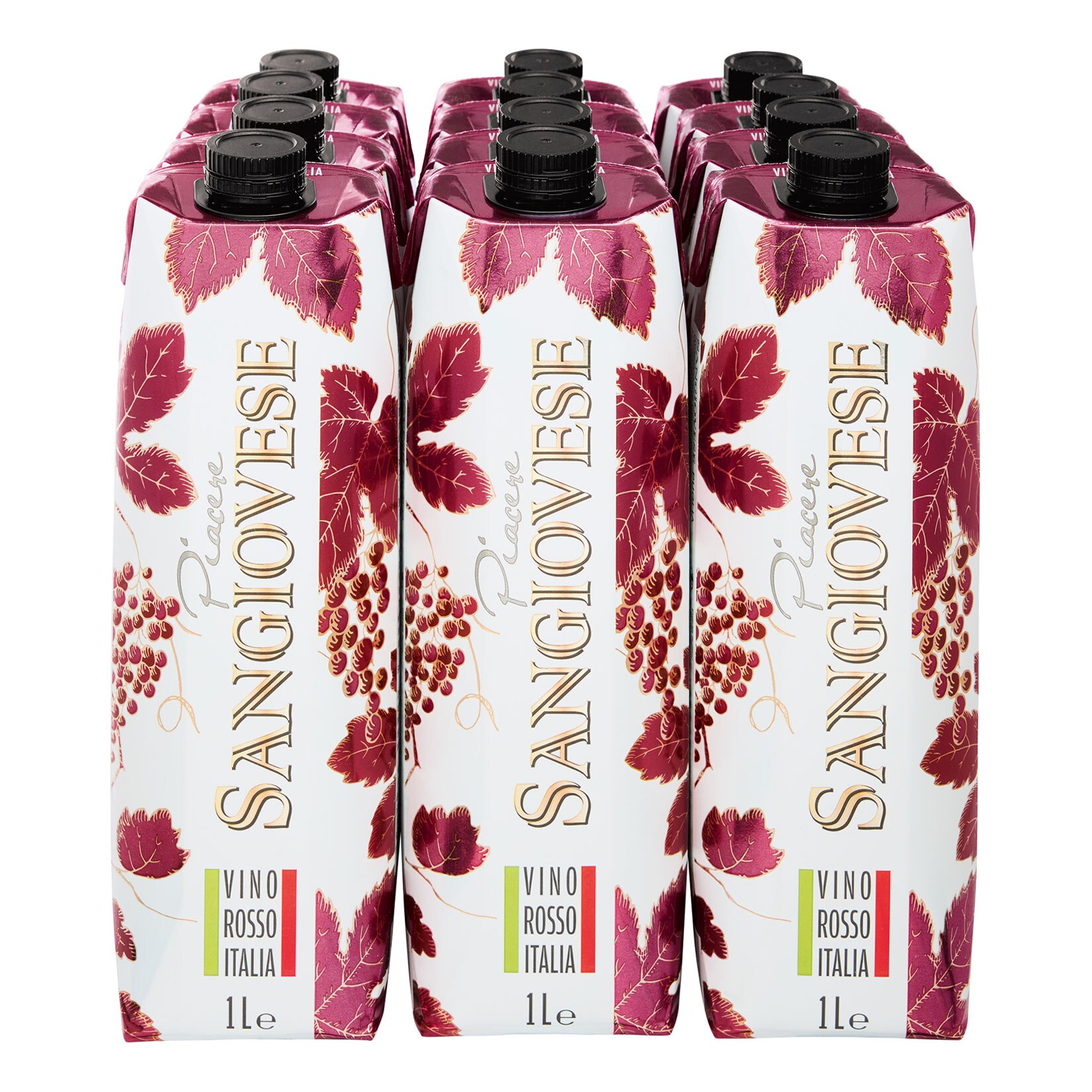 Netto Wein-Angebote - Piacere Sangiovese Italien Rotwein trocken 11,0 % vol 1 Liter, 12er Pack