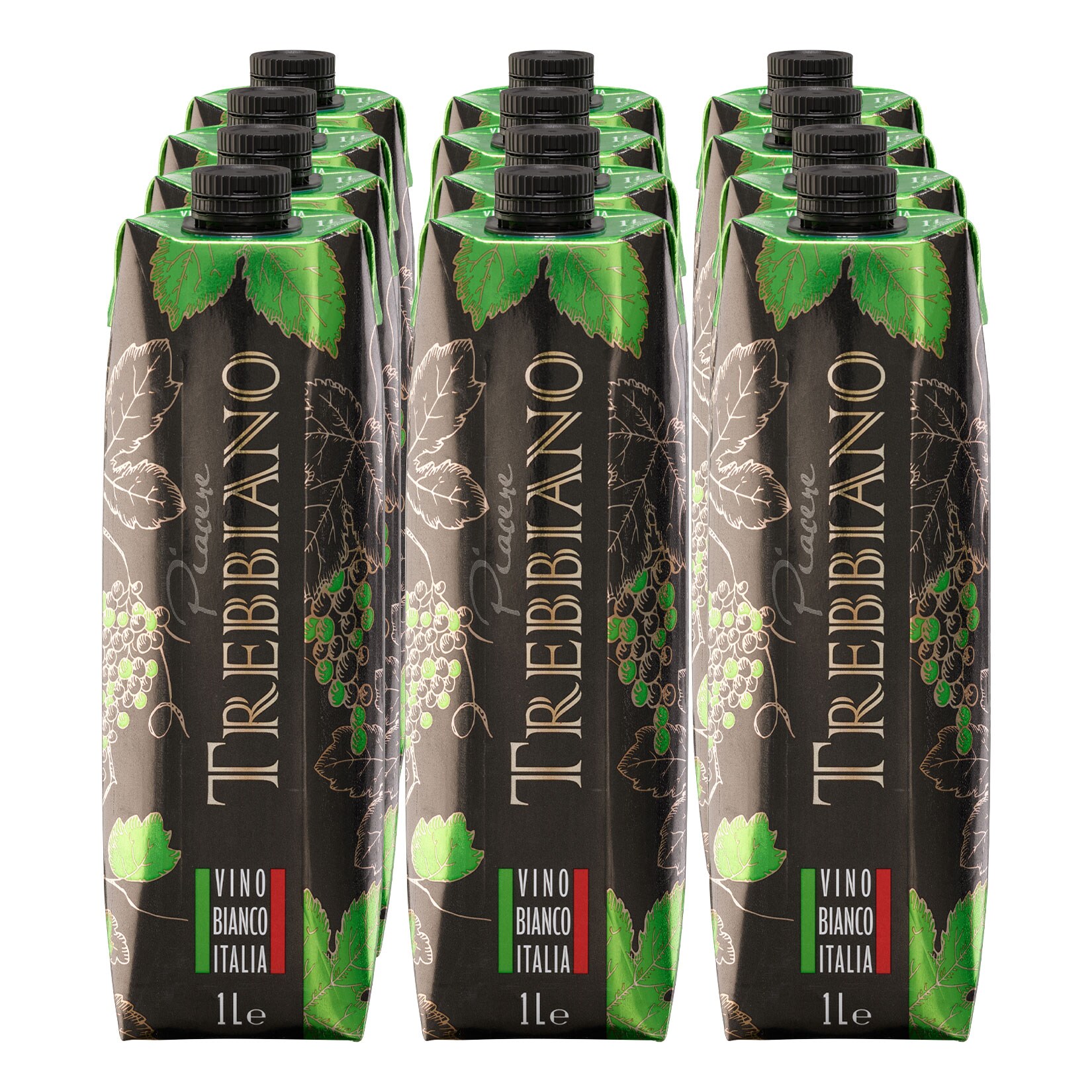 Piacere Trebbiano Italien Wei&szlig;wein trocken 10,5 % vol 1 Liter, 12er Pack - Bild 1