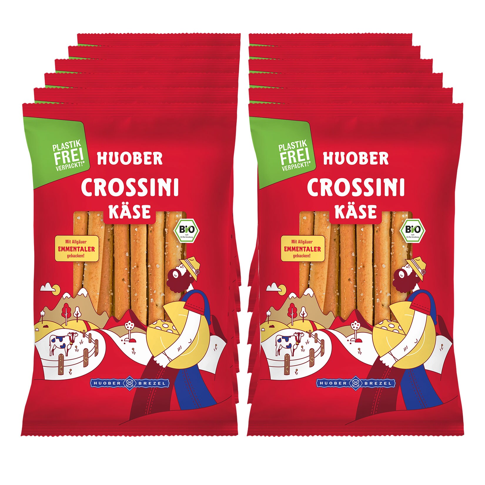 Huober Bio Crossini K&auml;se Stangen 100 g, 10er Pack - Bild 1