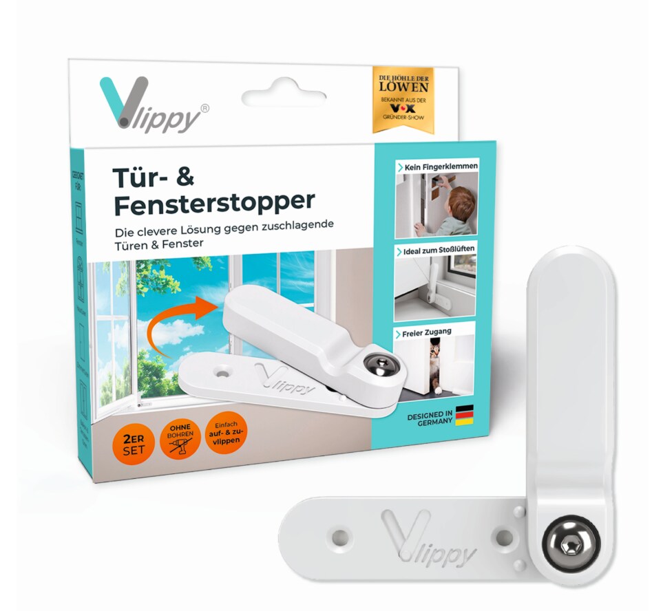 Vlippy T&uuml;r- & Fensterstopper 2er-Set wei&szlig; - Bild 1