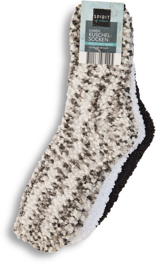 SPIRIT of colours Da. Popcorn Kuschelsocken 3er - Grau, Gr. 35/38 - Bild 1
