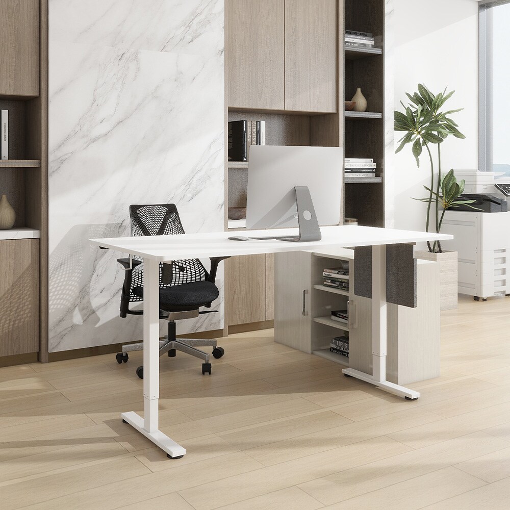 Home Deluxe H&ouml;henverstellbarer Schreibtisch ELMO Wei&szlig; - 160 x 60 cm mit PC-Halterung - Bild 1