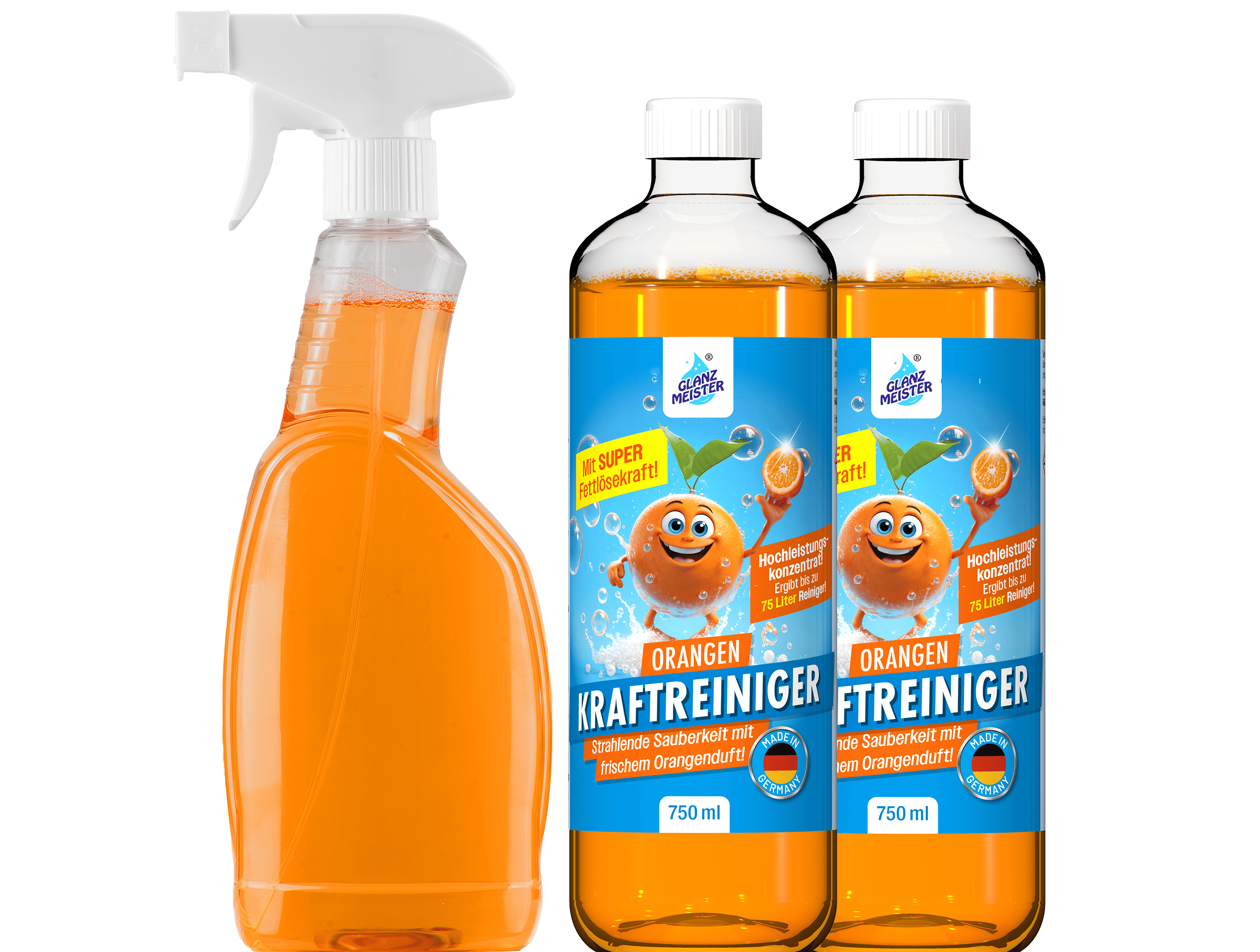 Glanzmeister Orangekraftreiniger-Konzentrat 2x 750ml plus leere Spr&uuml;hflasche - Bild 1