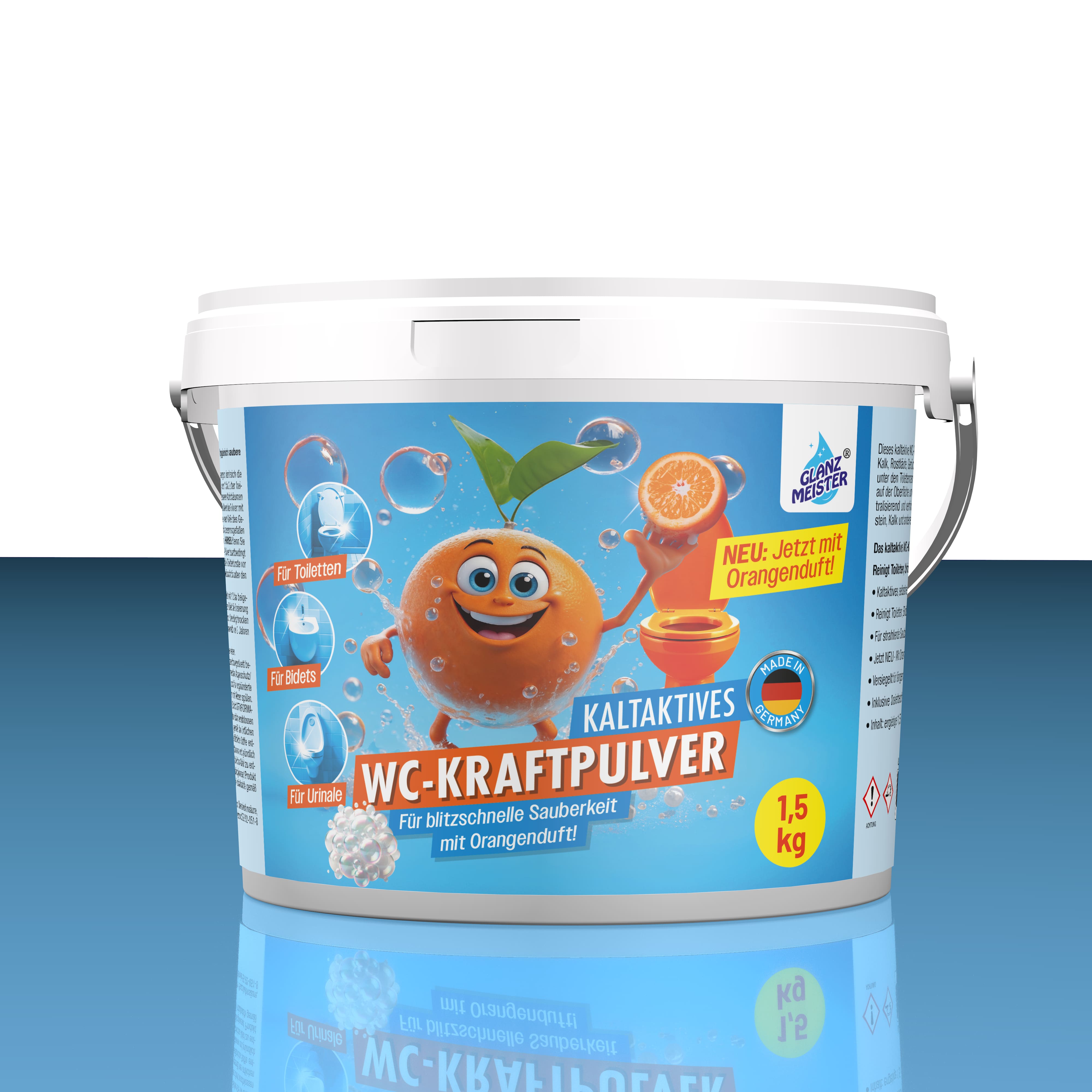 Glanzmeister Kaltaktives WC-Kraftpulver Orange 1,5 kg - Bild 1