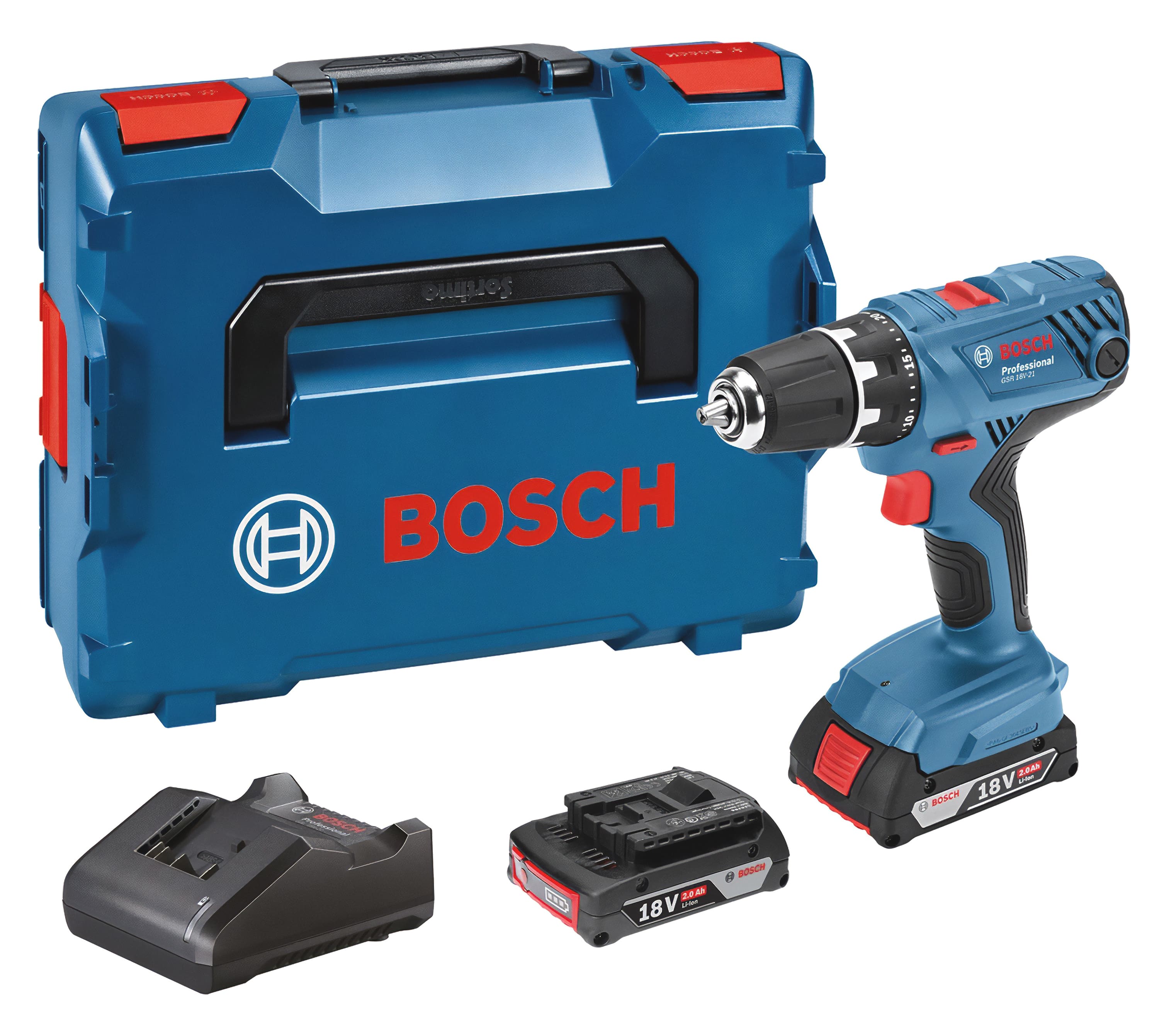 Bosch 06019H100A Akku Bohrschrauber GSR 18V-21 2x2Ah im Koffer - Bild 1