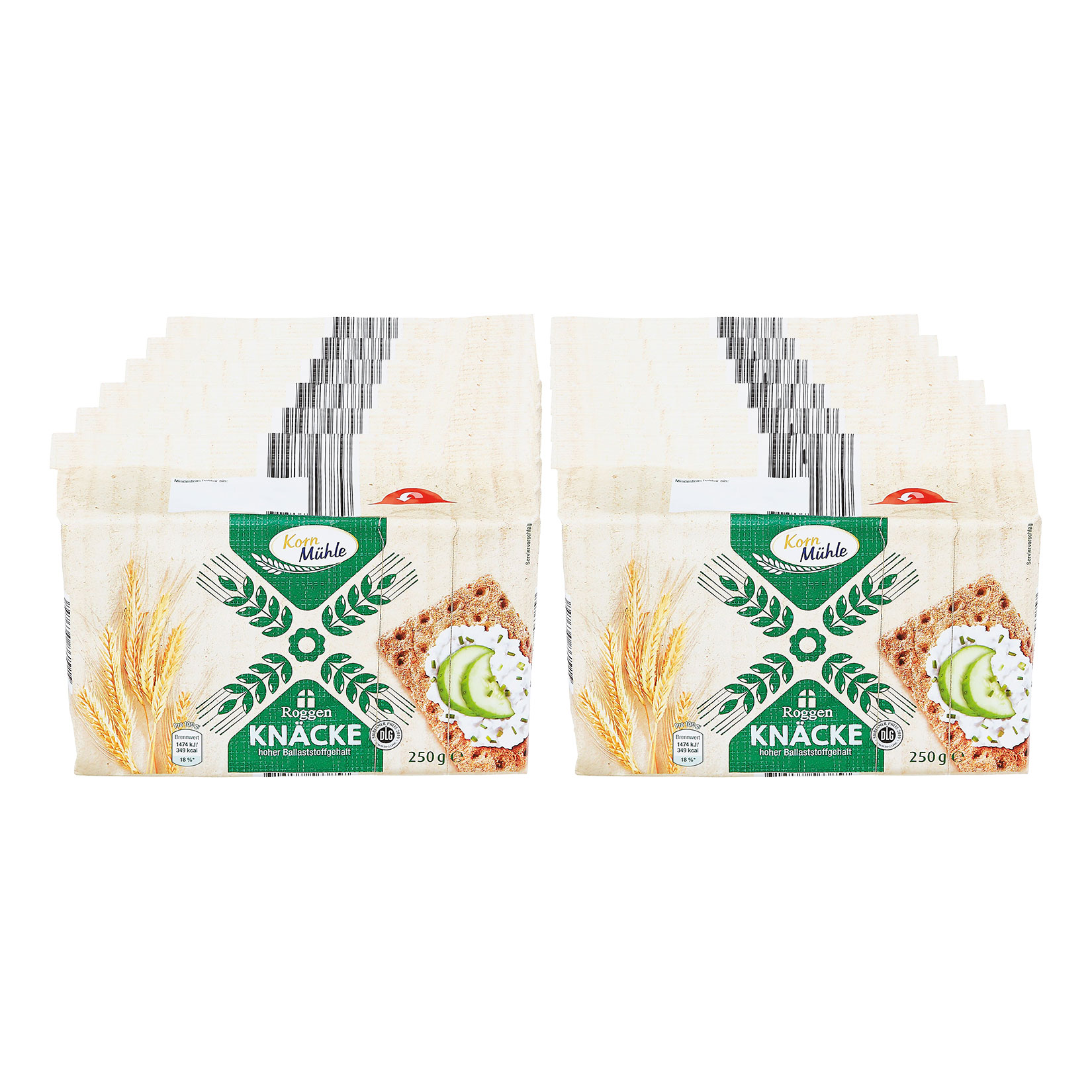 Korn M&uuml;hle Kn&auml;ckebrot Roggen 250 g, 12er Pack - Bild 1