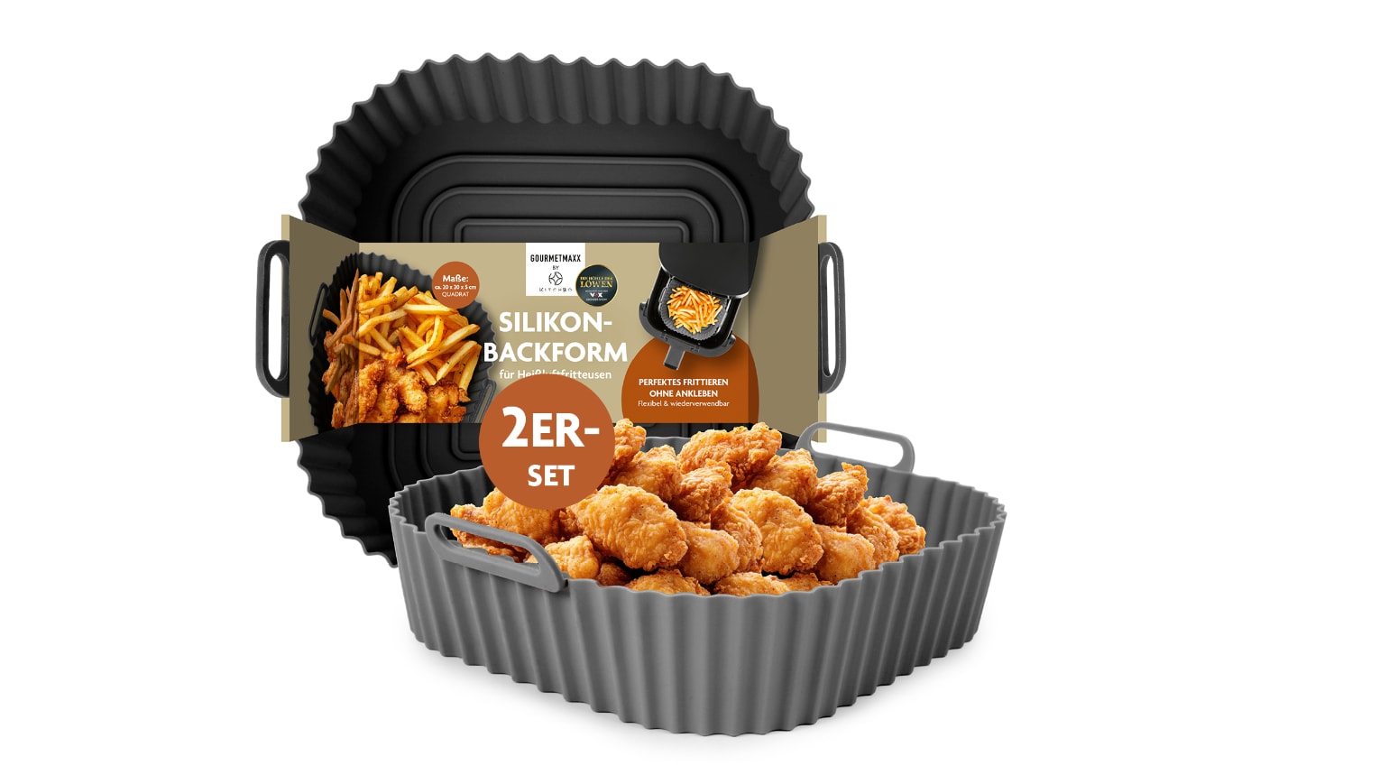 KitchBo Silikonform 20x20x6,3cm schwarz/grau quadratisch - Bild 1