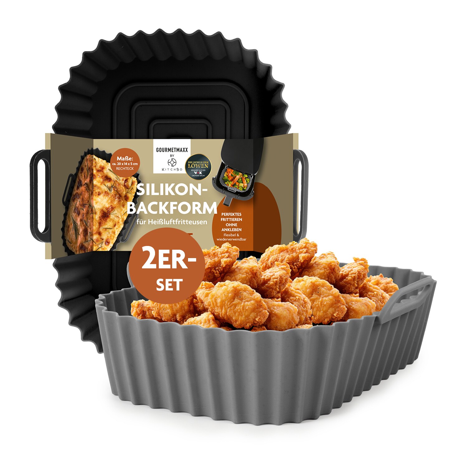 KitchBo Silikonform 20x15x6,3cm schwarz/grau