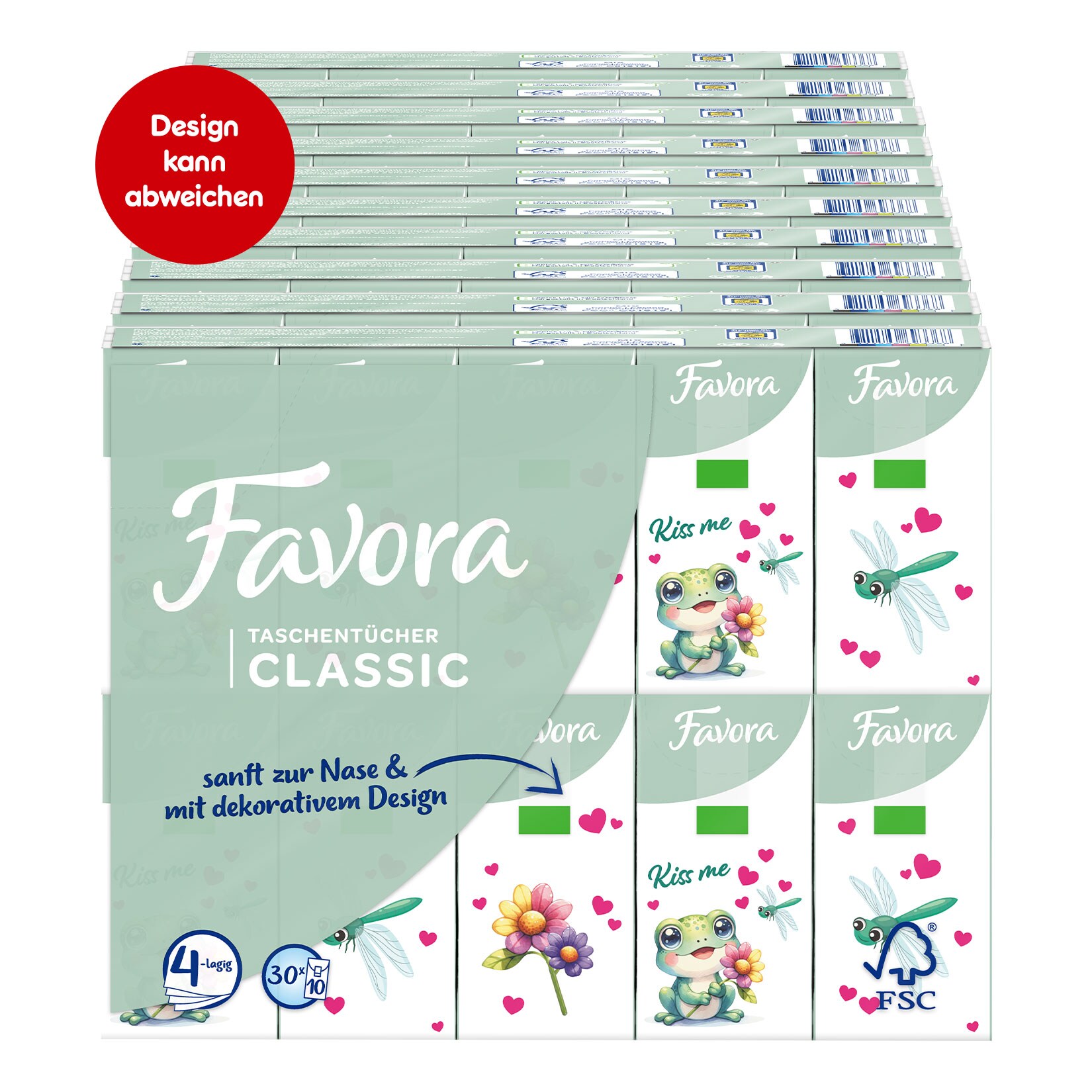 Favora Feeling Taschent&uuml;cher 4-lagig 30 St&uuml;ck, 10er Pack - Bild 1