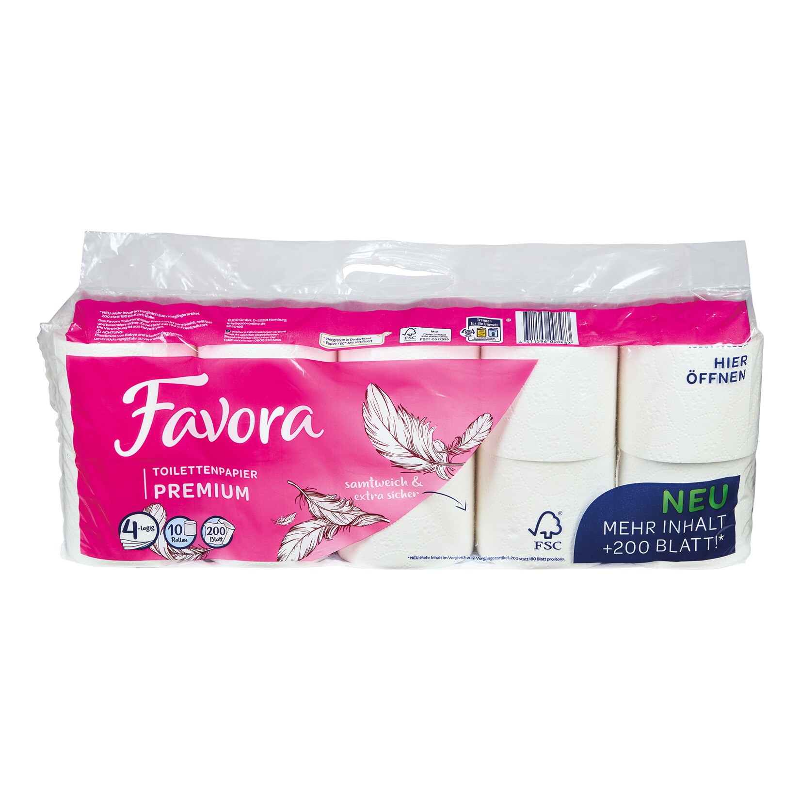 Favora Toilettenpapier 4-lagig 10 x 200 Blatt - Bild 1