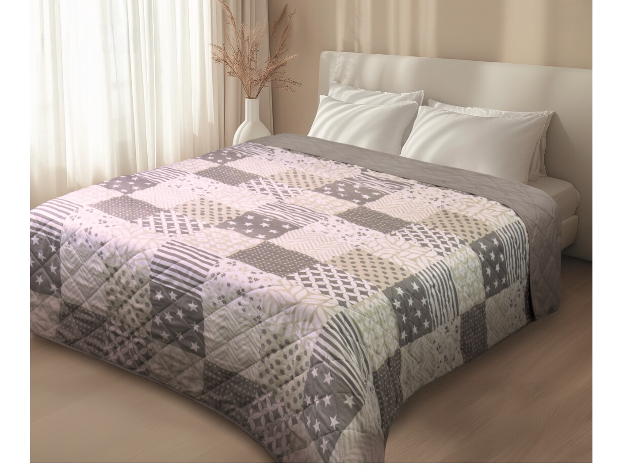 Dekor Tagesdecke ca. 220 x 240 cm - patchwork grau - Bild 1