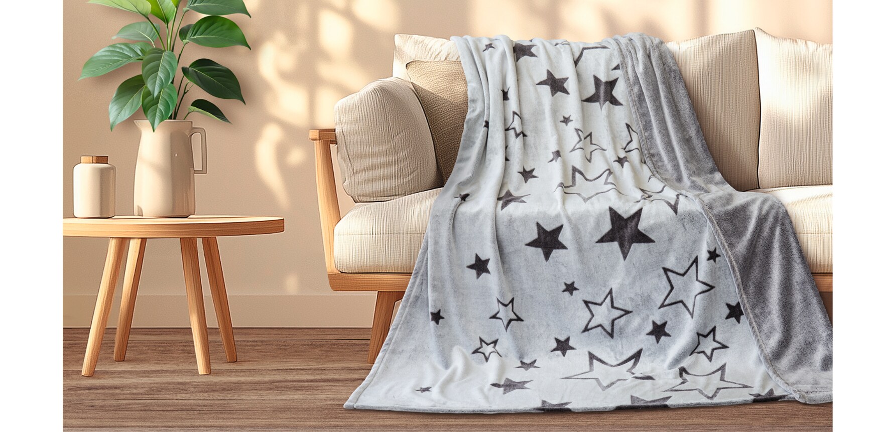 Dekor Wohndecke Druck + Hoch-Tief, ca. 150x200 cm -Sterne - Bild 1
