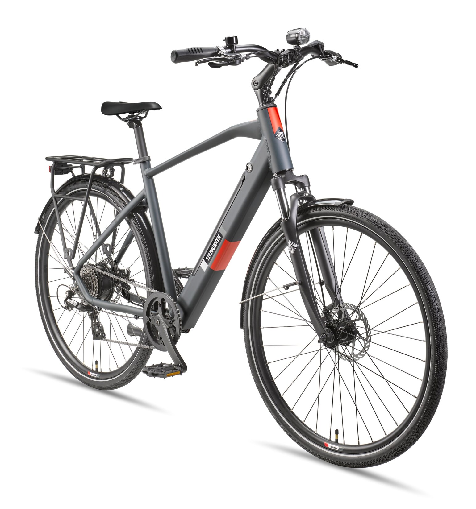 Telefunken Trekking E-Bike Elektrofahrrad 28 Zoll 8-Gang Kettenschaltung Heckmotor 250W 417,6Wh Akku Pedelec XT490 Herren