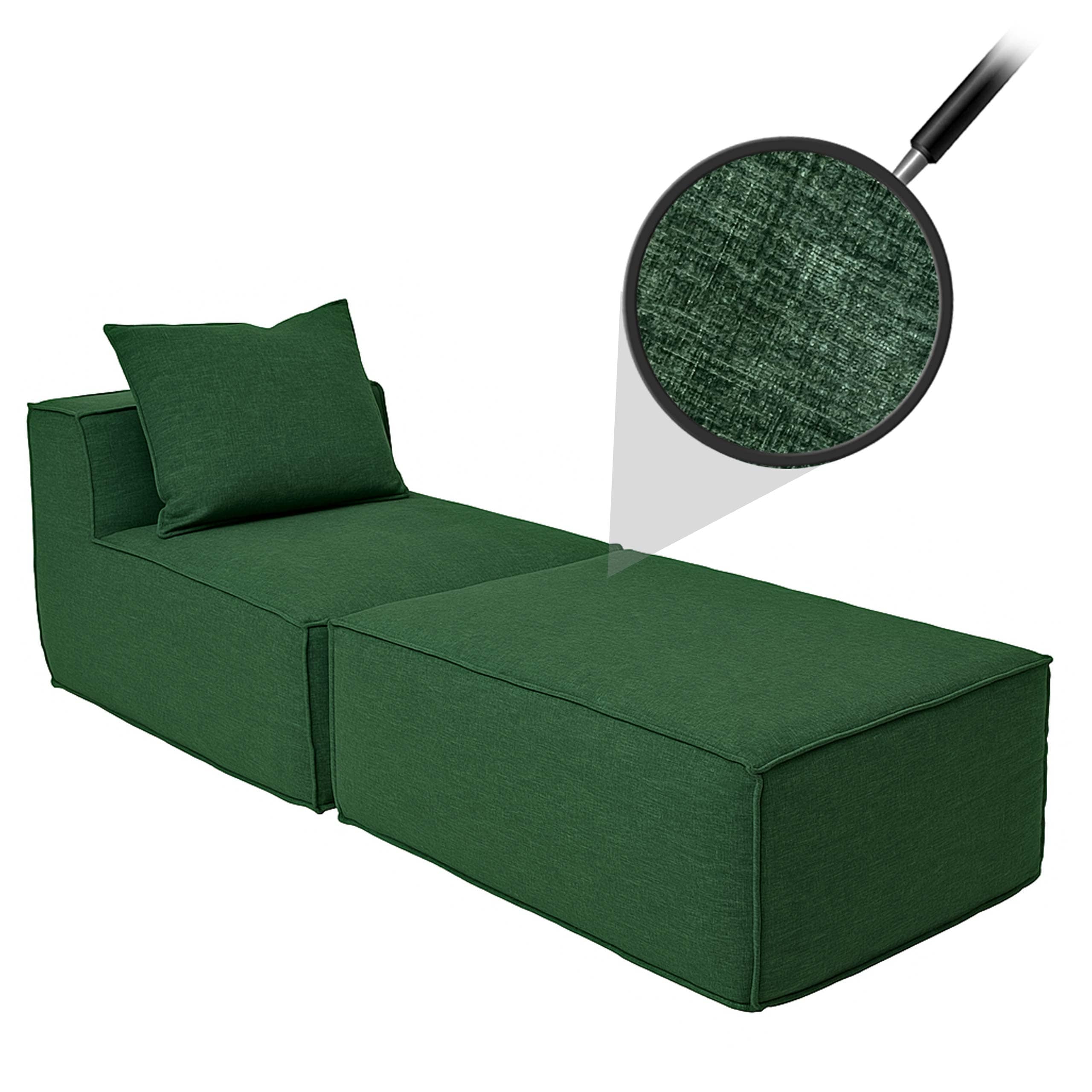 Chaiselongue/Zubeh&ouml;r f&uuml;r Sofa MCW-O54, Sessel Ottomane Recamiere, Stoff/Textil (300g/m&sup2;) 63x75x194cm ~ gr&uuml;n - Bild 1