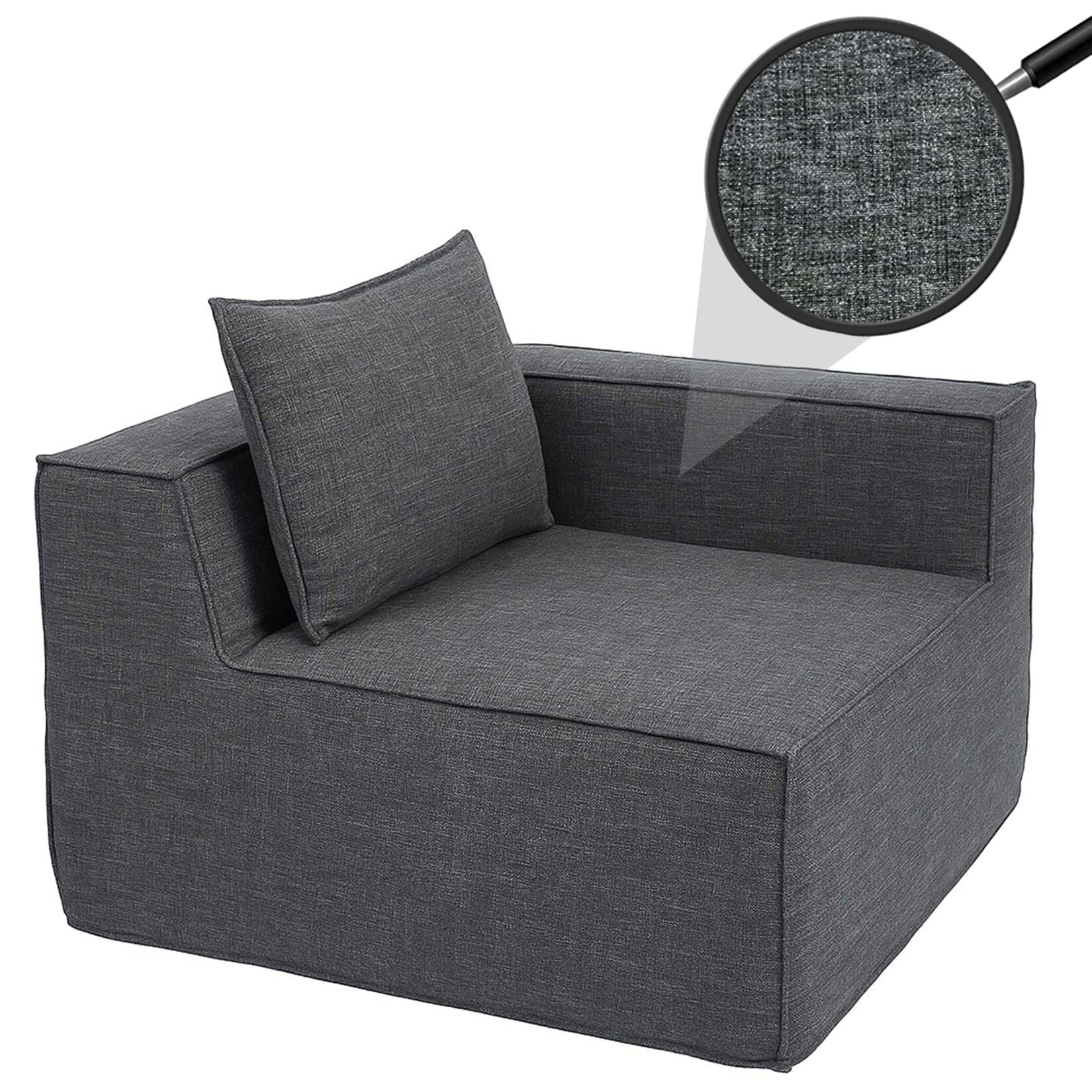 Eckteil/Zubehör für Sofa MCW-O54, Loungesessel Polstersessel Armlehne, Stoff/Textil (300g/m²) 63x97x97cm ~ dunkelgrau | 04057651787152