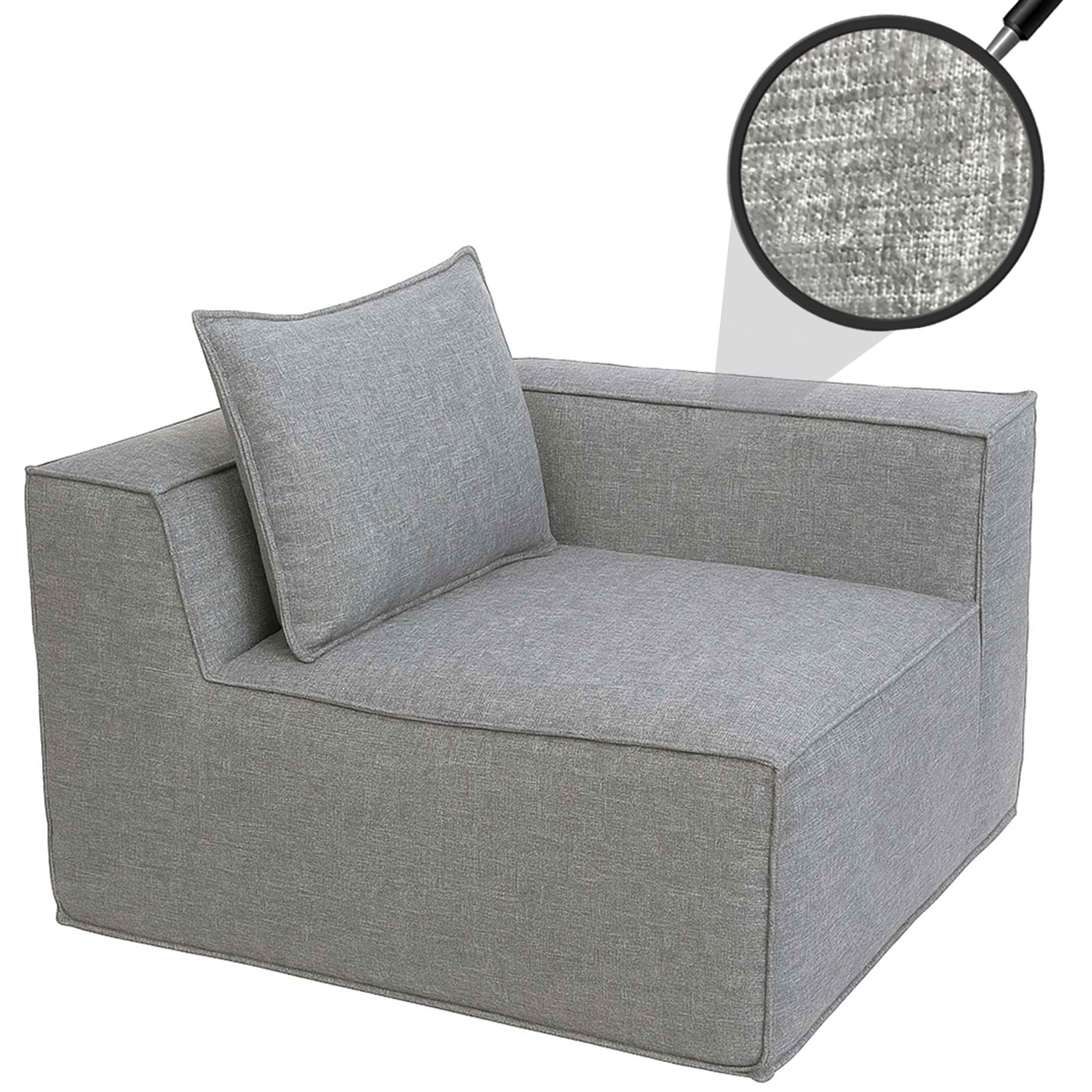 Eckteil/Zubeh&ouml;r f&uuml;r Sofa MCW-O54, Loungesessel Polstersessel Armlehne, Stoff/Textil (300g/m&sup2;) 63x97x97cm ~ hellgrau - Bild 1