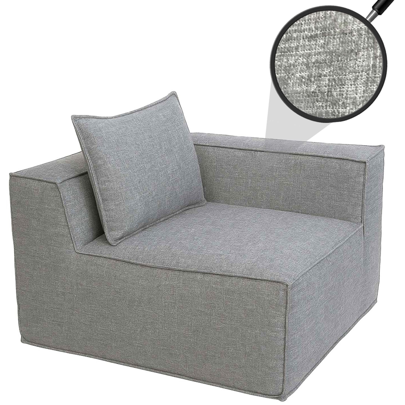Eckteil/Zubehör für Sofa MCW-O54, Loungesessel Polstersessel Armlehne, Stoff/Textil (300g/m²) 63x97x97cm ~ hellgrau | 04057651787213