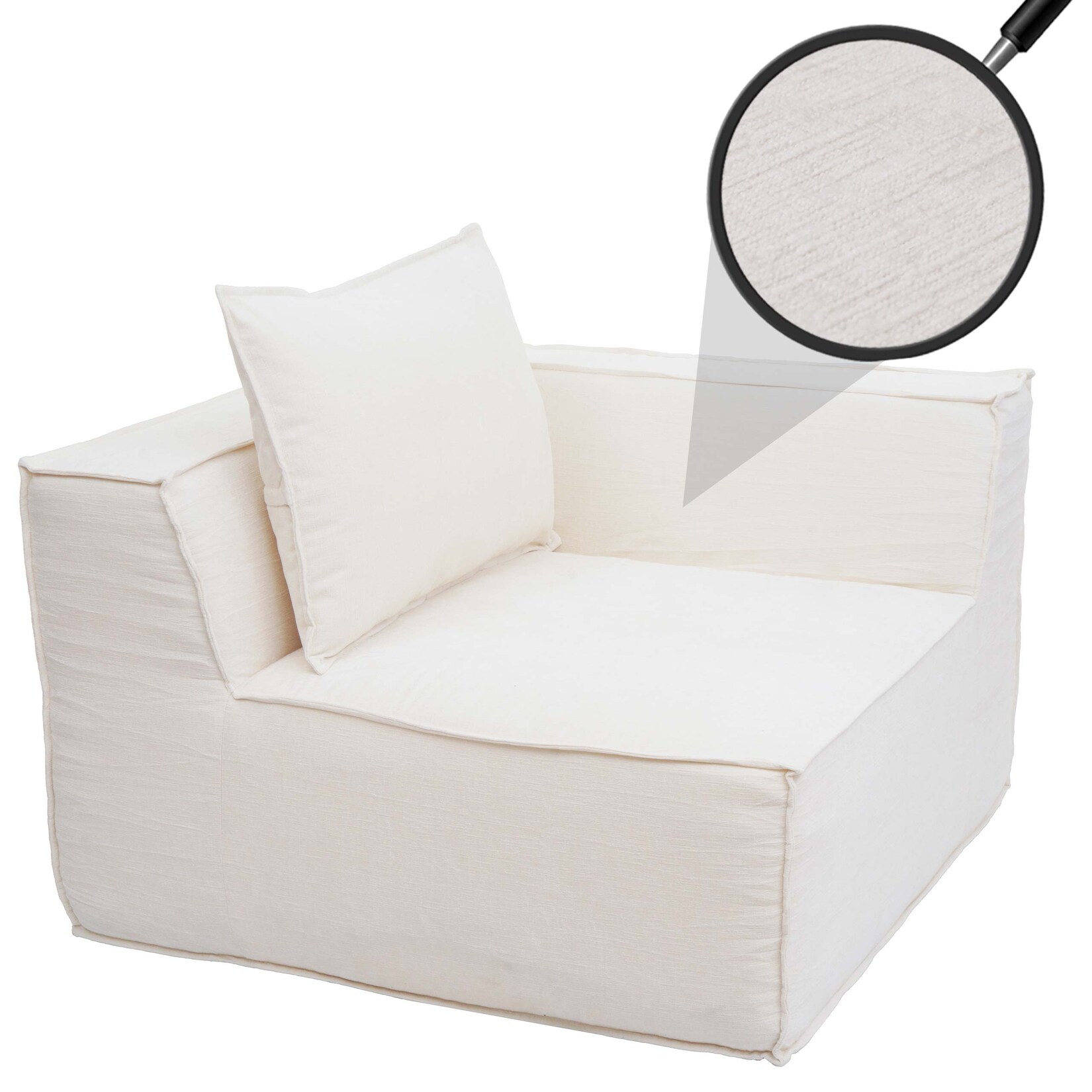 Eckteil/Zubehör für Sofa MCW-O54, Loungesessel Polstersessel Armlehne, Stoff/Textil (300g/m²) 63x97x97cm ~ creme