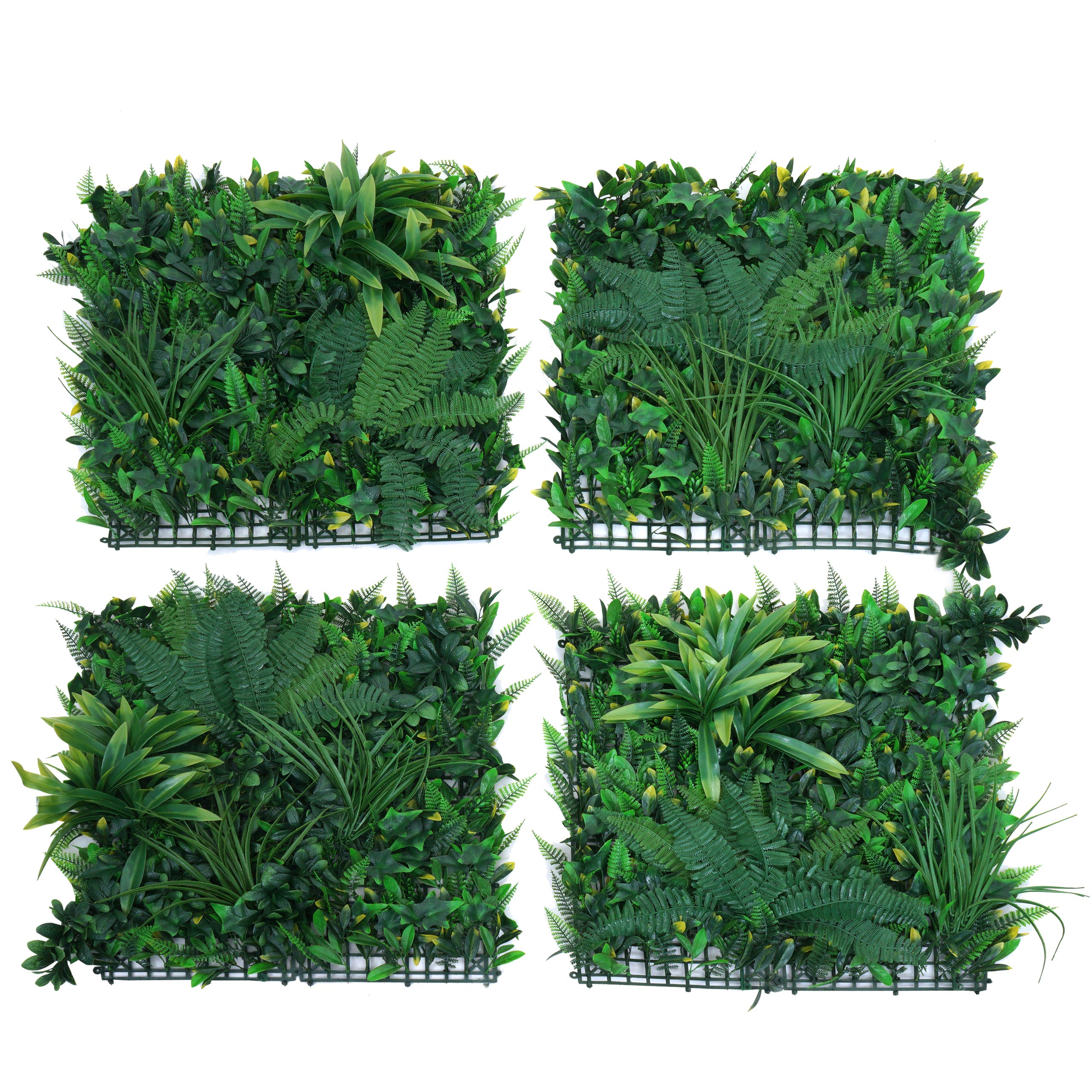 Wandpaneel MCW-O94, Pflanzenwand Wanddeko Kunstpflanze, In-/Outdoor, 4x je 50x50cm = 1m&sup2;, Pflanzen gr&uuml;n - Bild 1