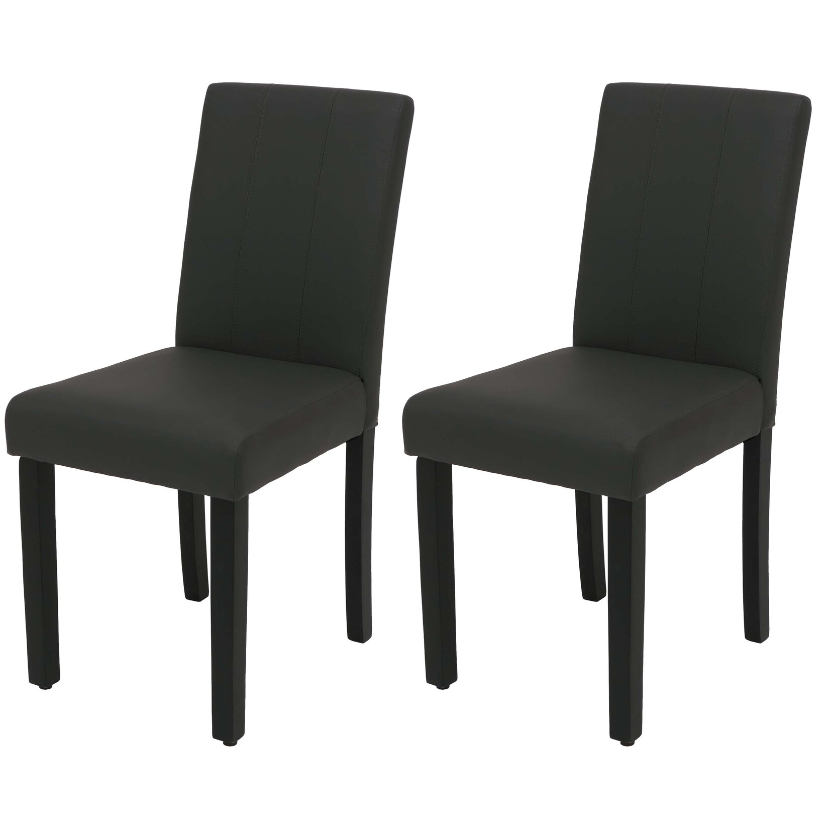 2er-Set Esszimmerstuhl MCW-O65d, Küchenstuhl Polsterstuhl Lehnstuhl, Kunstleder ~ dunkelgrau