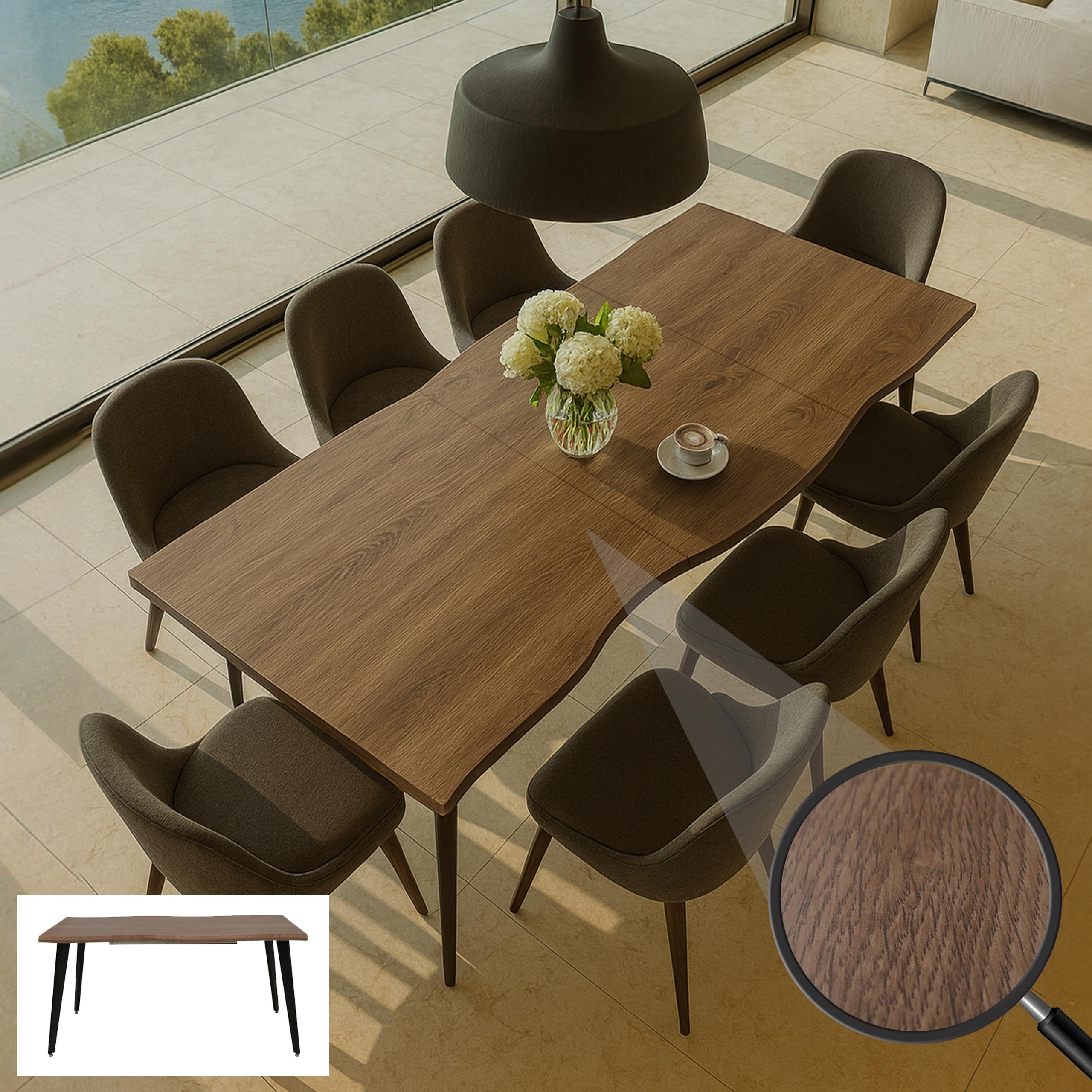 Esszimmertisch MCW-O60, Ausziehtisch Esstisch, Eisen MDF ausziehbar 160-220cm ~ helle Eiche-Optik - Bild 1