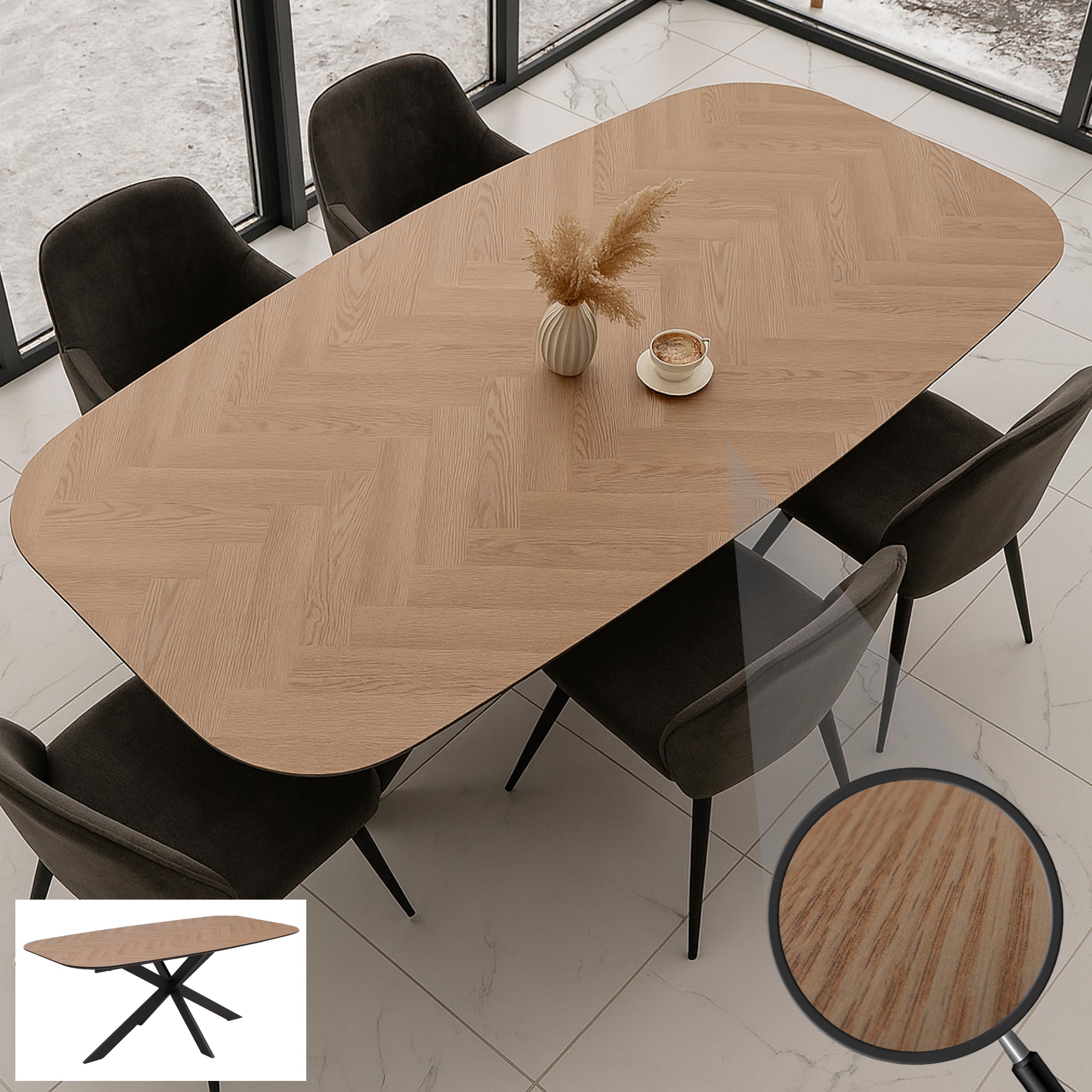 Esszimmertisch MCW-O56, Tisch Esstisch, MDF Metall 200x100cm ~ helle Eiche-Optik - Bild 1