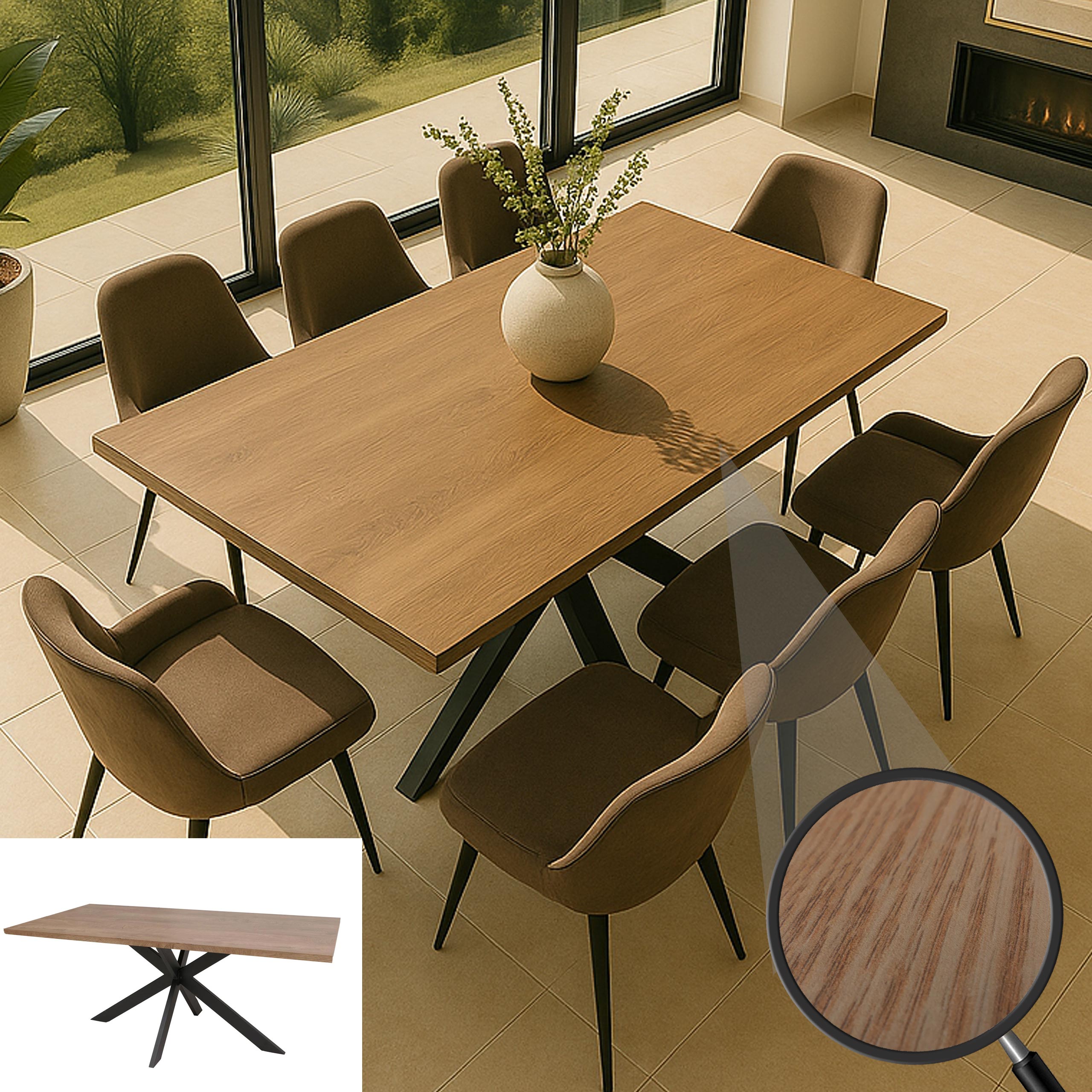 Esszimmertisch MCW-O55, K&uuml;chentisch Tisch Esstisch, Industrial MDF Metall 180cm ~ Walnuss-Optik - Bild 1