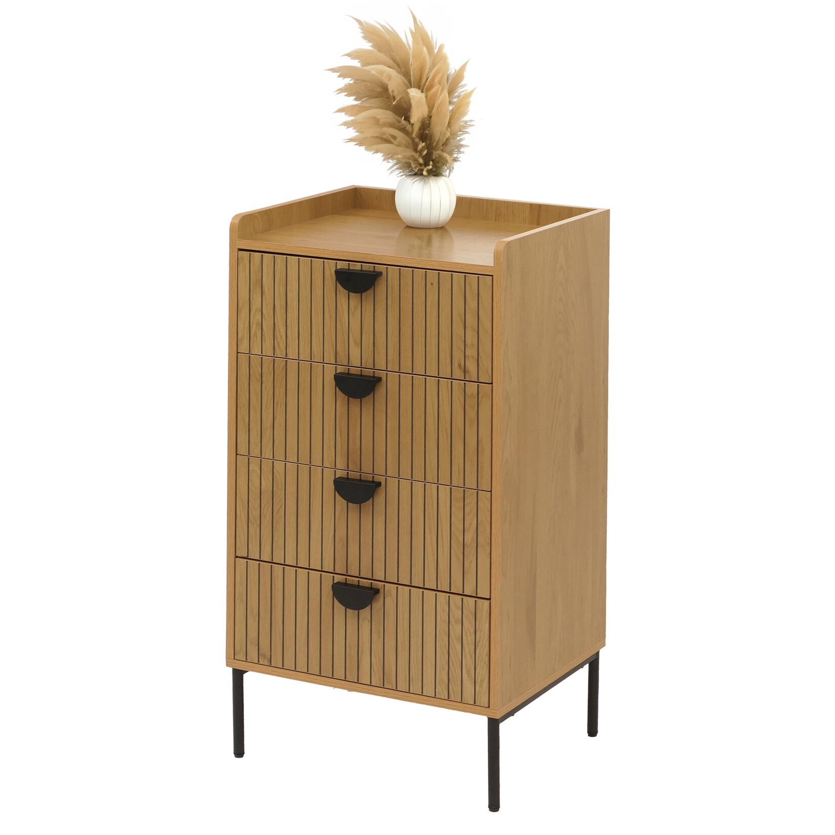 Kommode MCW-O39, Highboard Schrank, 4 Schubladen Melamin MDF 95x50x42cm ~ natur | 04057651764535