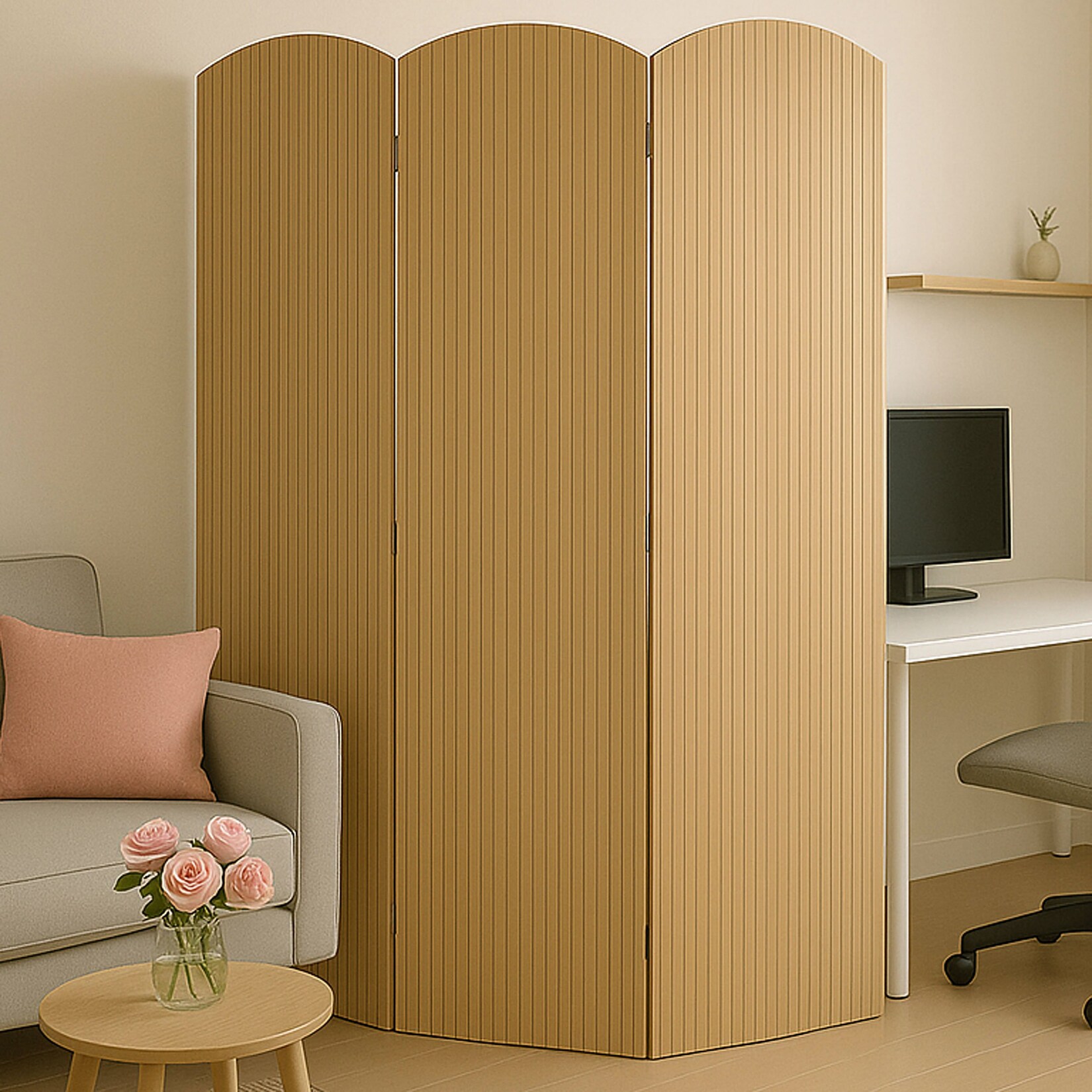 Bambus Paravent MCW-O30, Raumteiler Trennwand Sichtschutz, zusammenklappbar 3 Paneele 170x120cm | 04057651886725