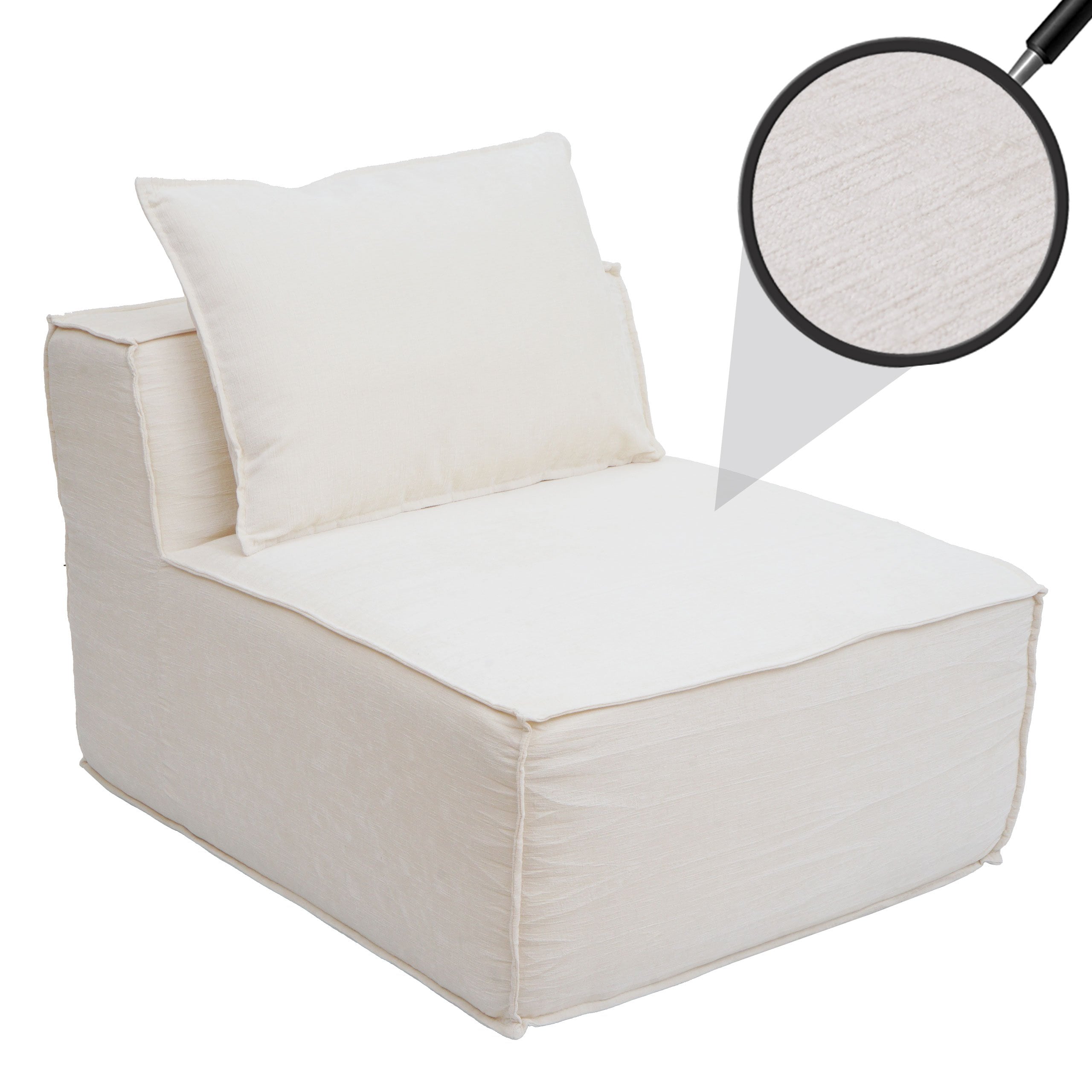 Sessel/Zubeh&ouml;r f&uuml;r Sofa MCW-O54, Loungesessel Polstersessel Mittelteil, Stoff/Textil (300g/m&sup2;) 63x75x97cm ~ creme - Bild 1