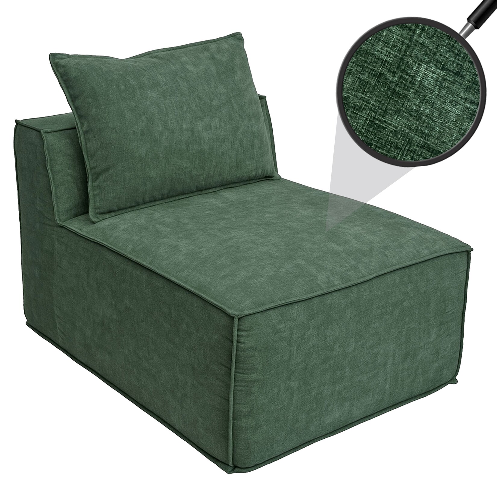 Sessel/Zubehör für Sofa MCW-O54, Loungesessel Polstersessel Mittelteil, Stoff/Textil (300g/m²) 63x75x97cm ~ grün
