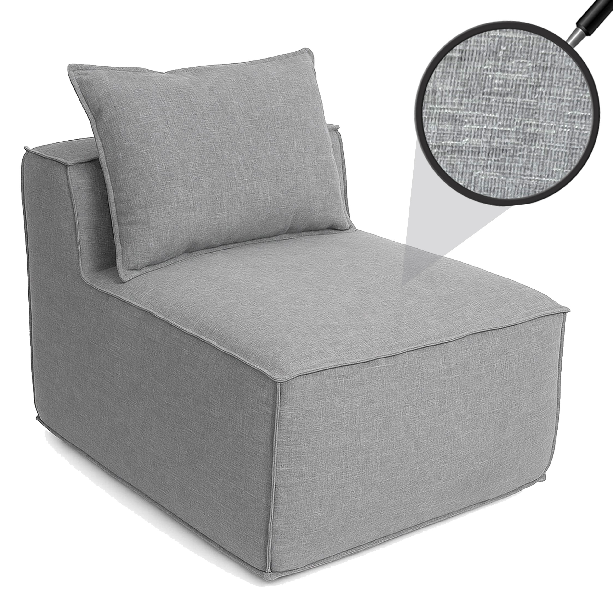 Sessel/Zubeh&ouml;r f&uuml;r Sofa MCW-O54, Loungesessel Polstersessel Mittelteil, Stoff/Textil (300g/m&sup2;) 63x75x97cm ~ hellgrau - Bild 1