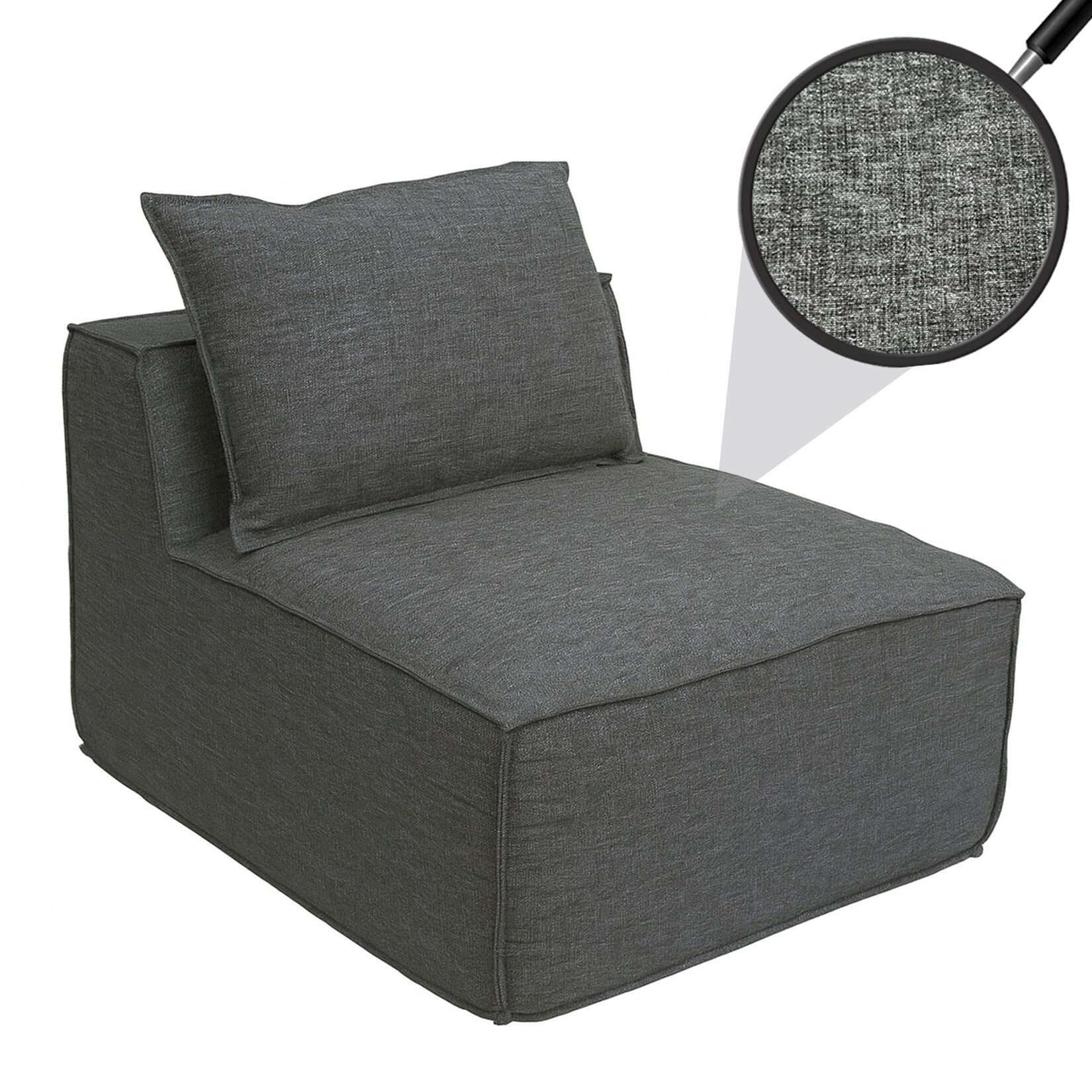 Sessel/Zubehör für Sofa MCW-O54, Loungesessel Polstersessel Mittelteil, Stoff/Textil (300g/m²) 63x75x97cm ~ dunkelgrau