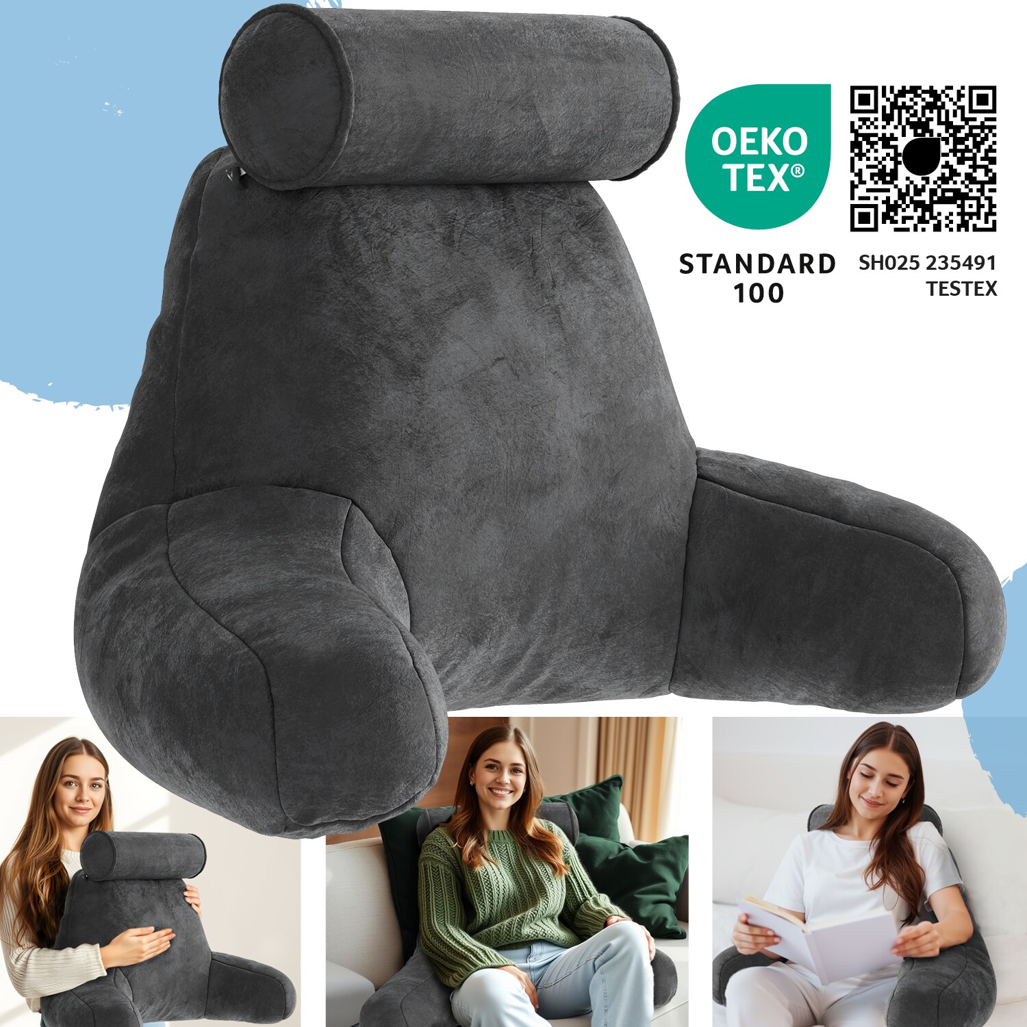 Rückenkissen mit Armlehnen und Nackenrolle | 04260346887642