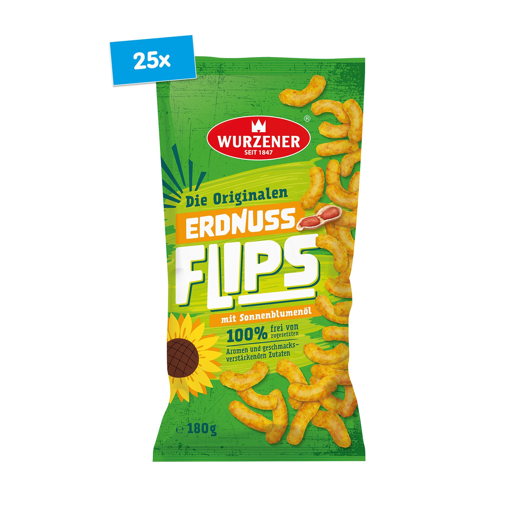 Wurzener Erdnussflips 180 g, 25er Pack - Bild 1
