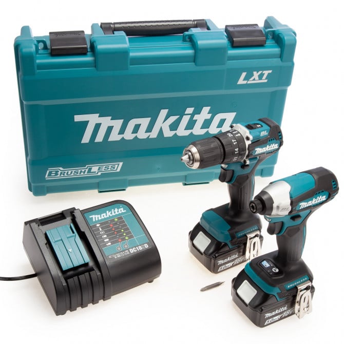 Makita Combo Set DLX2414ST 18 V 5.0 Ah Li -Ion + Akku Bohrhammer DHP487 + DTD157 Schlagbohrmaschine im Koffer - Bild 1