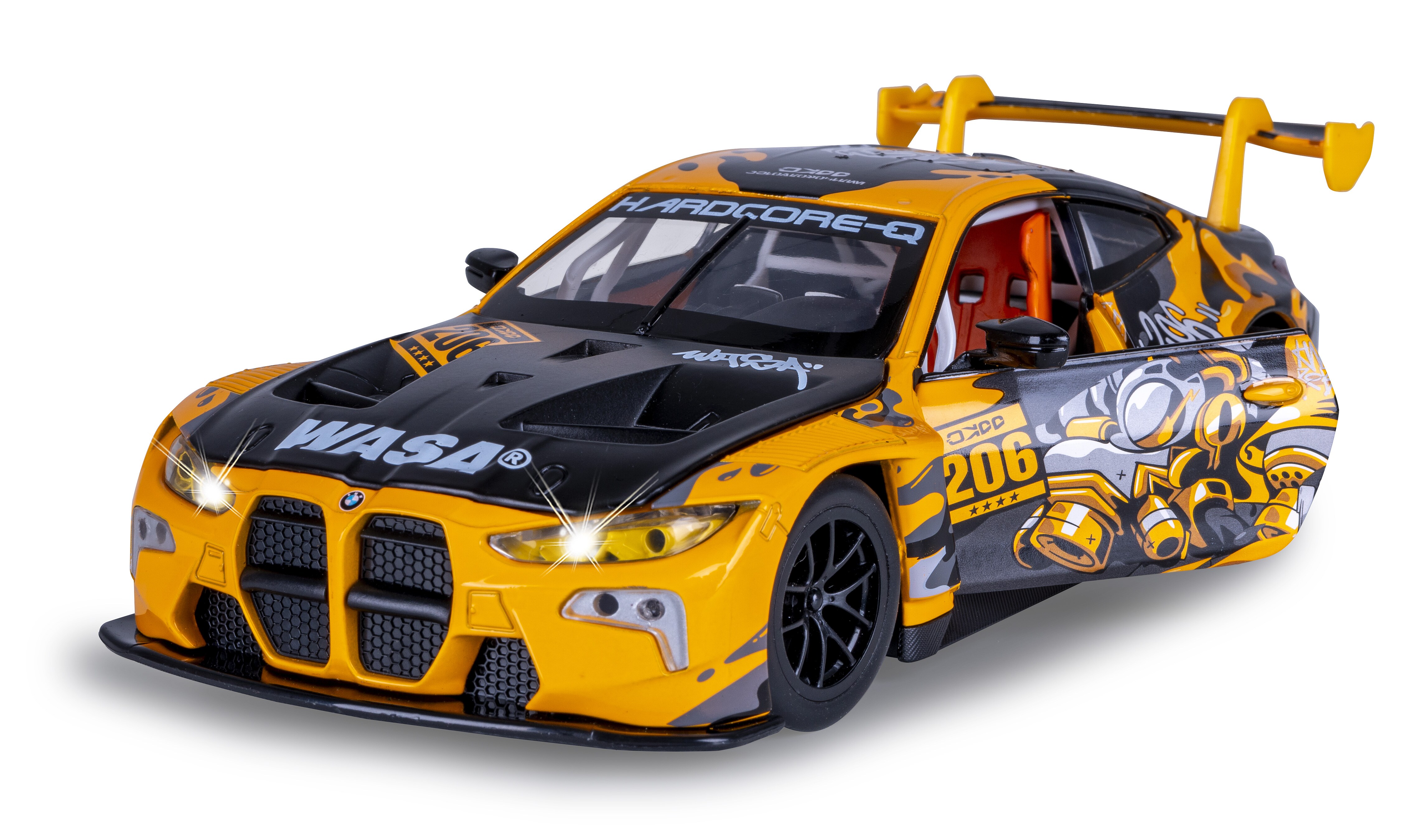 JAMARA BMW M4 GT3 Diecast 1:24 gelb inkl. Knopfzellen - Bild 1