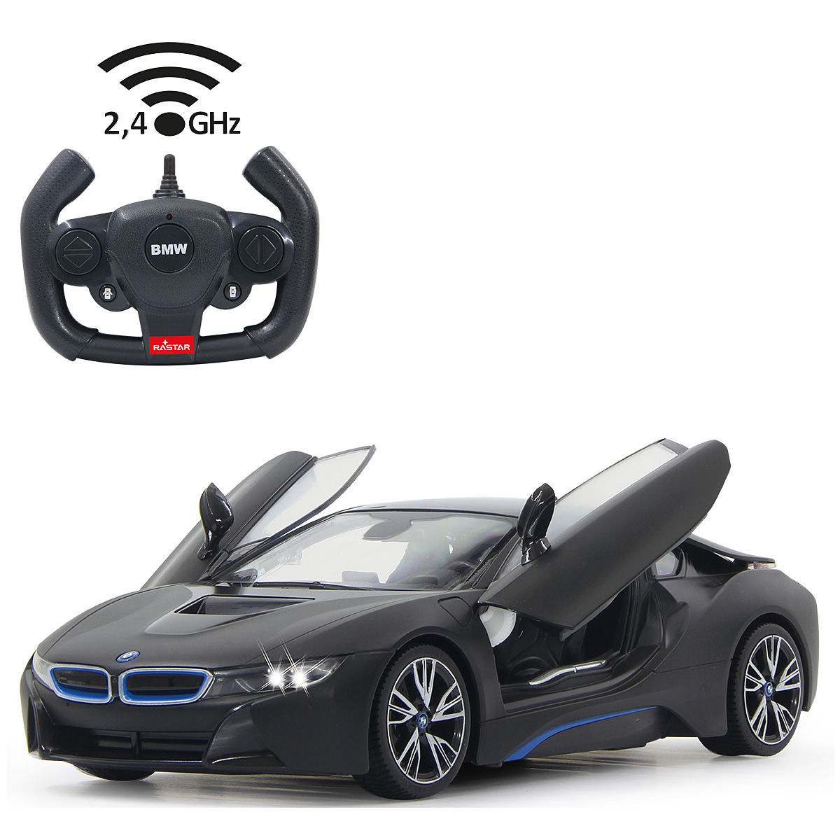 JAMARA BMW I8 1:14 schwarz 2,4GHz T&uuml;r fernbedienbar - Bild 1