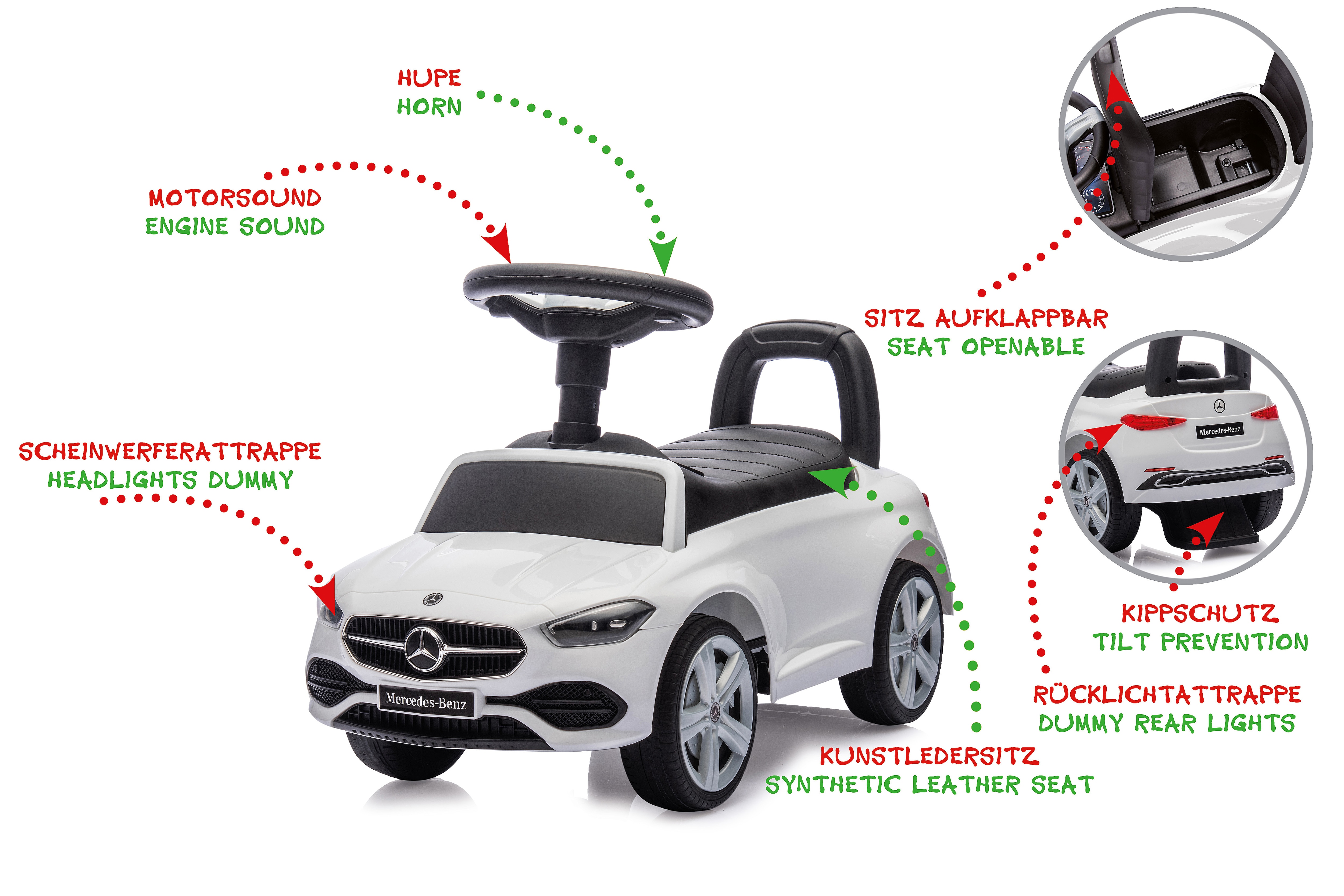 JAMARA Rutscher Mercedes-Benz C-Class wei&szlig; 2in1 - Bild 1
