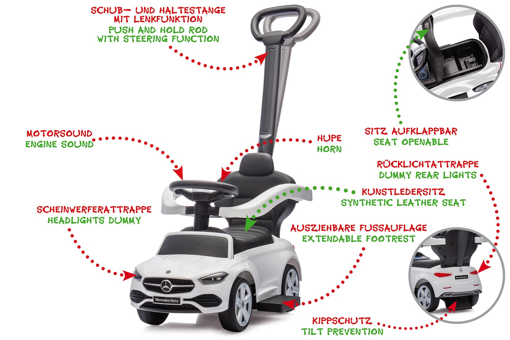 JAMARA Rutscher Mercedes-Benz C-Class weiß 3in1 | 04042774474492