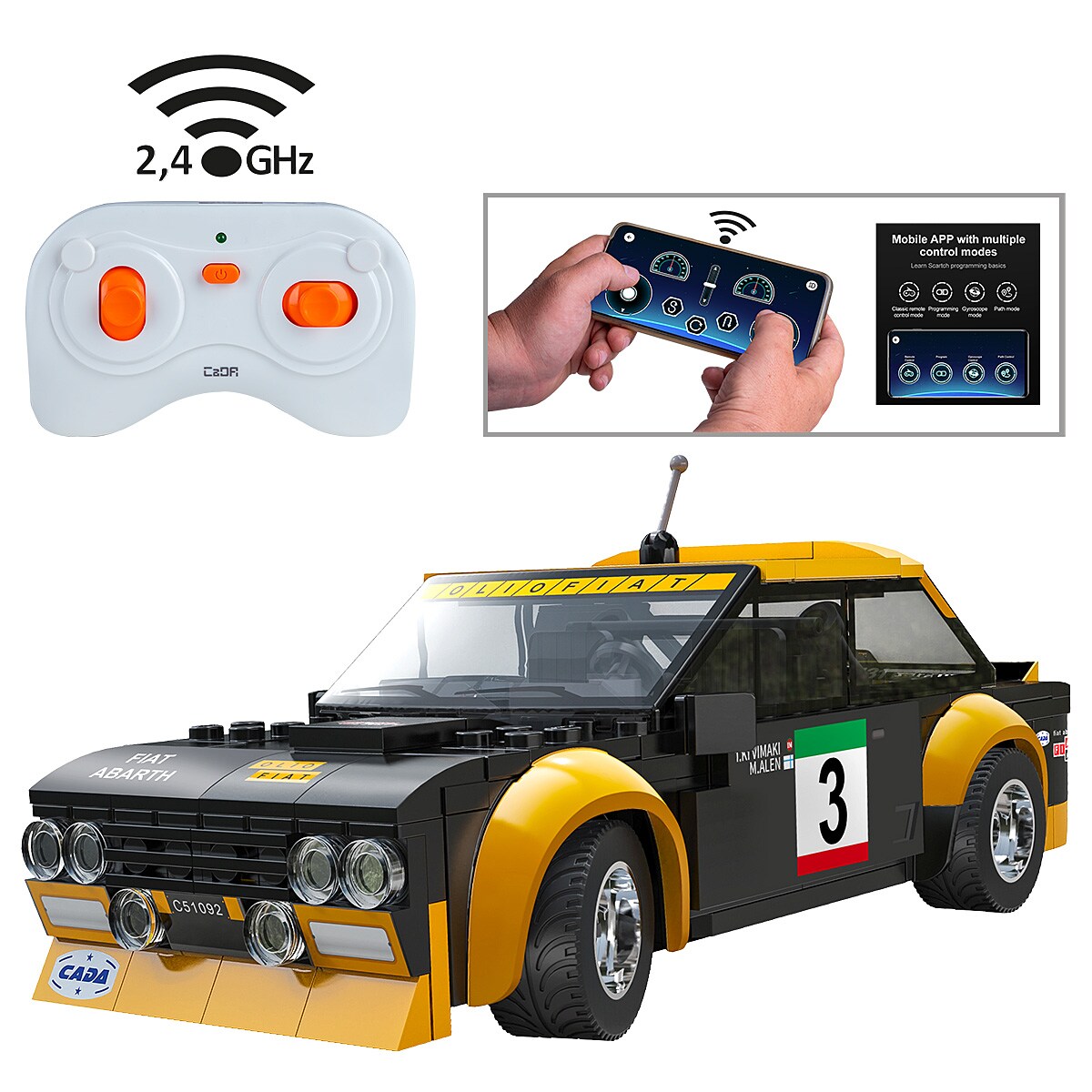 JAMARA CaDA Fiat Abarth 131 1:20 schwarz 2,4GHz Bricks - Bild 1