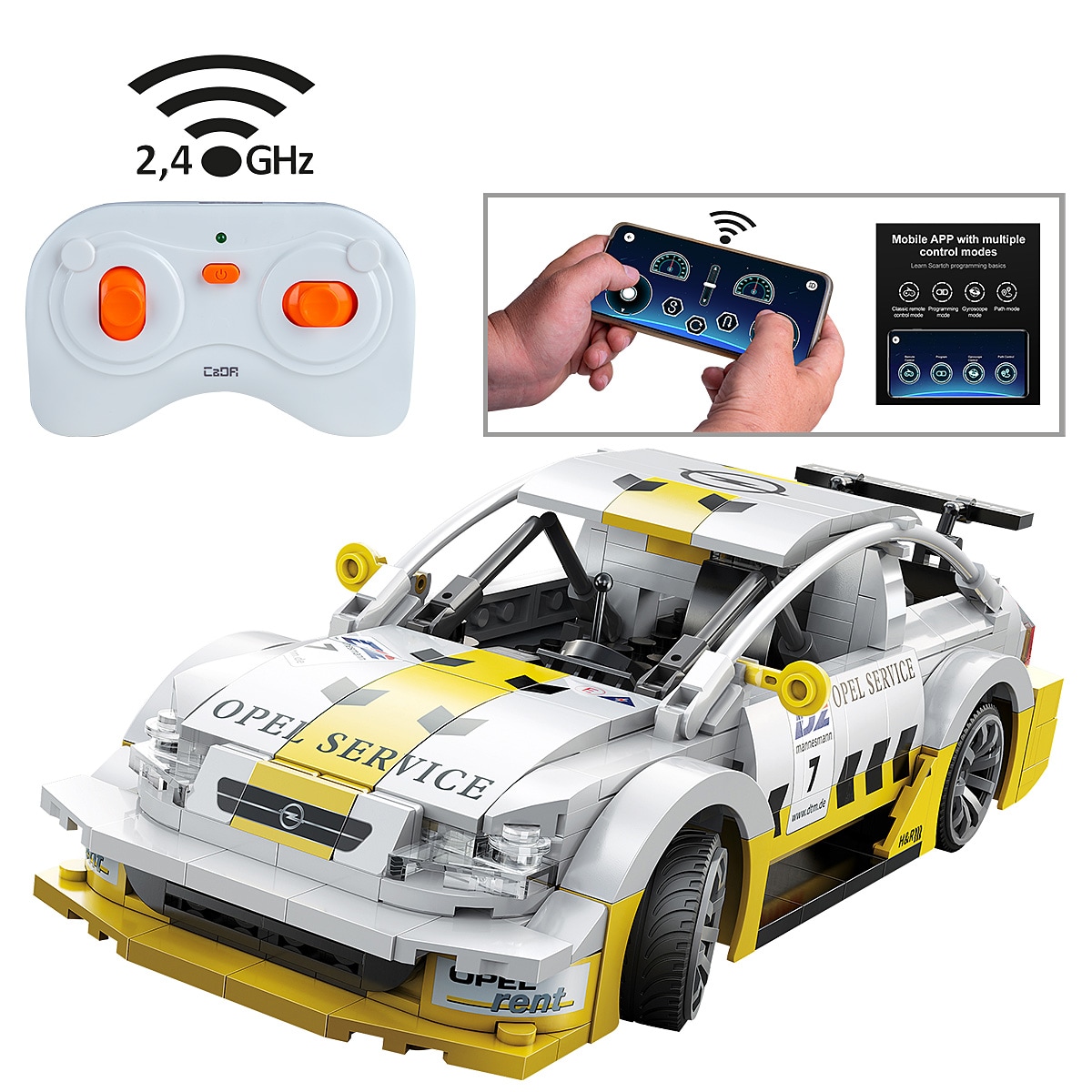 JAMARA CaDA Opel Astra V8 Coupe 1:20 wei&szlig; 2,4GHz Bricks - Bild 1