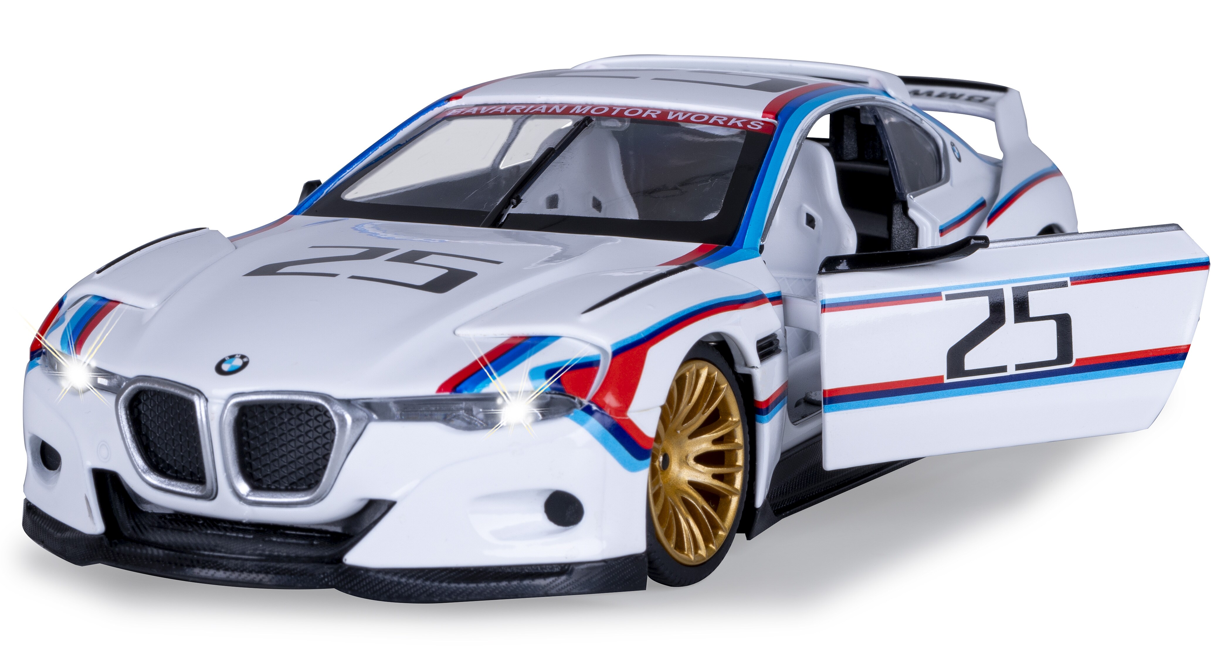 JAMARA BMW 3.0 CSL Hommage R Diecast 1:24 wei&szlig; inkl. Knopfzellen - Bild 1