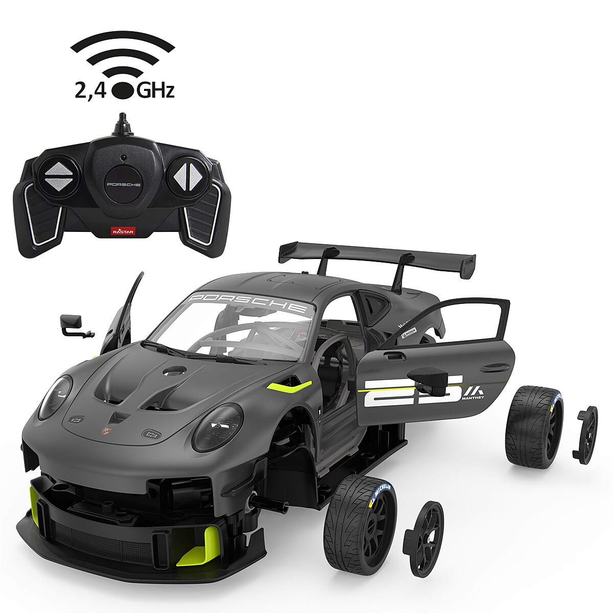 JAMARA Porsche 911 GT2 RS Clubsport 25 1:18 grau 2,4 GHz Bausatz - Bild 1