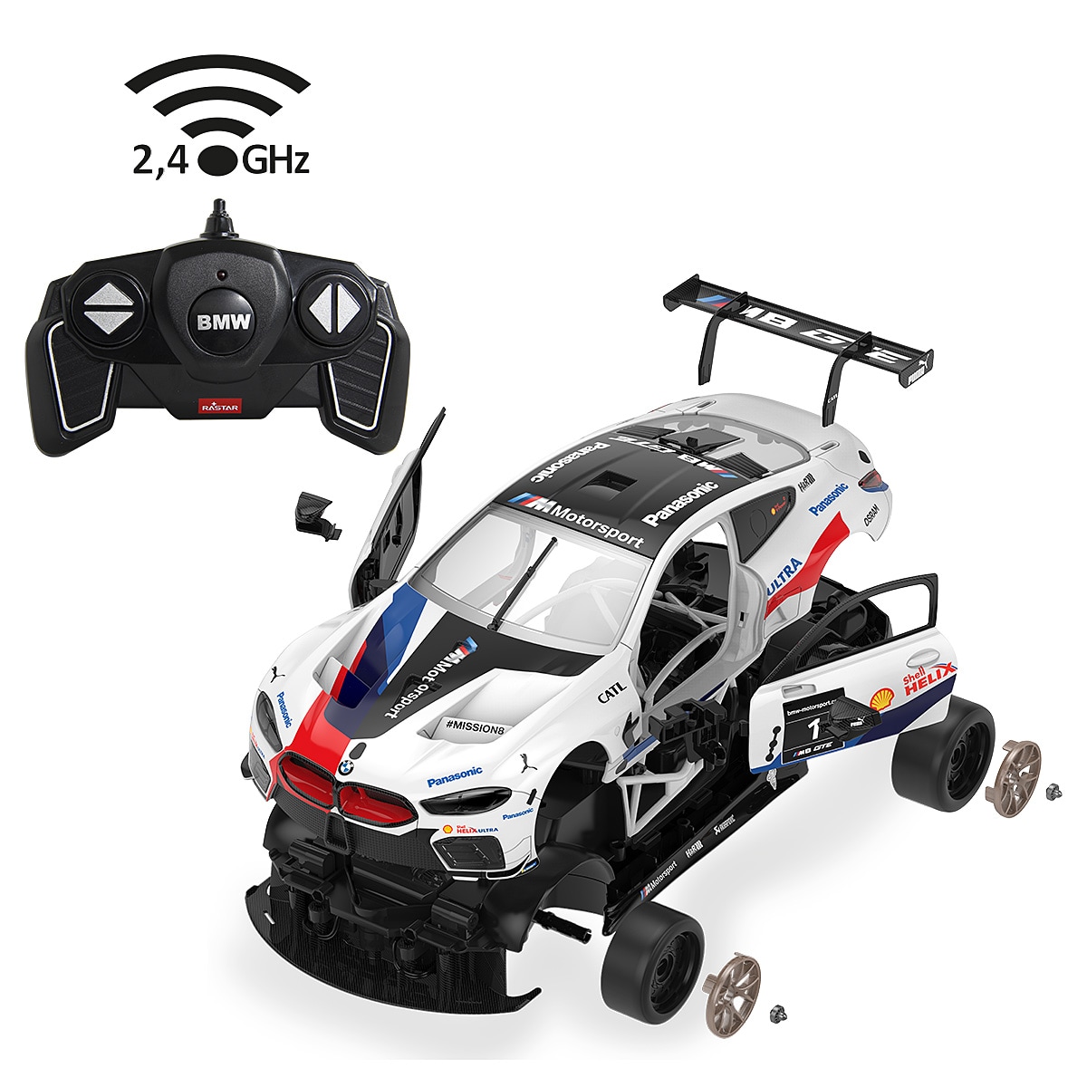 JAMARA BMW M8 GTE 1:18 wei&szlig; 2,4GHz Bausatz - Bild 1