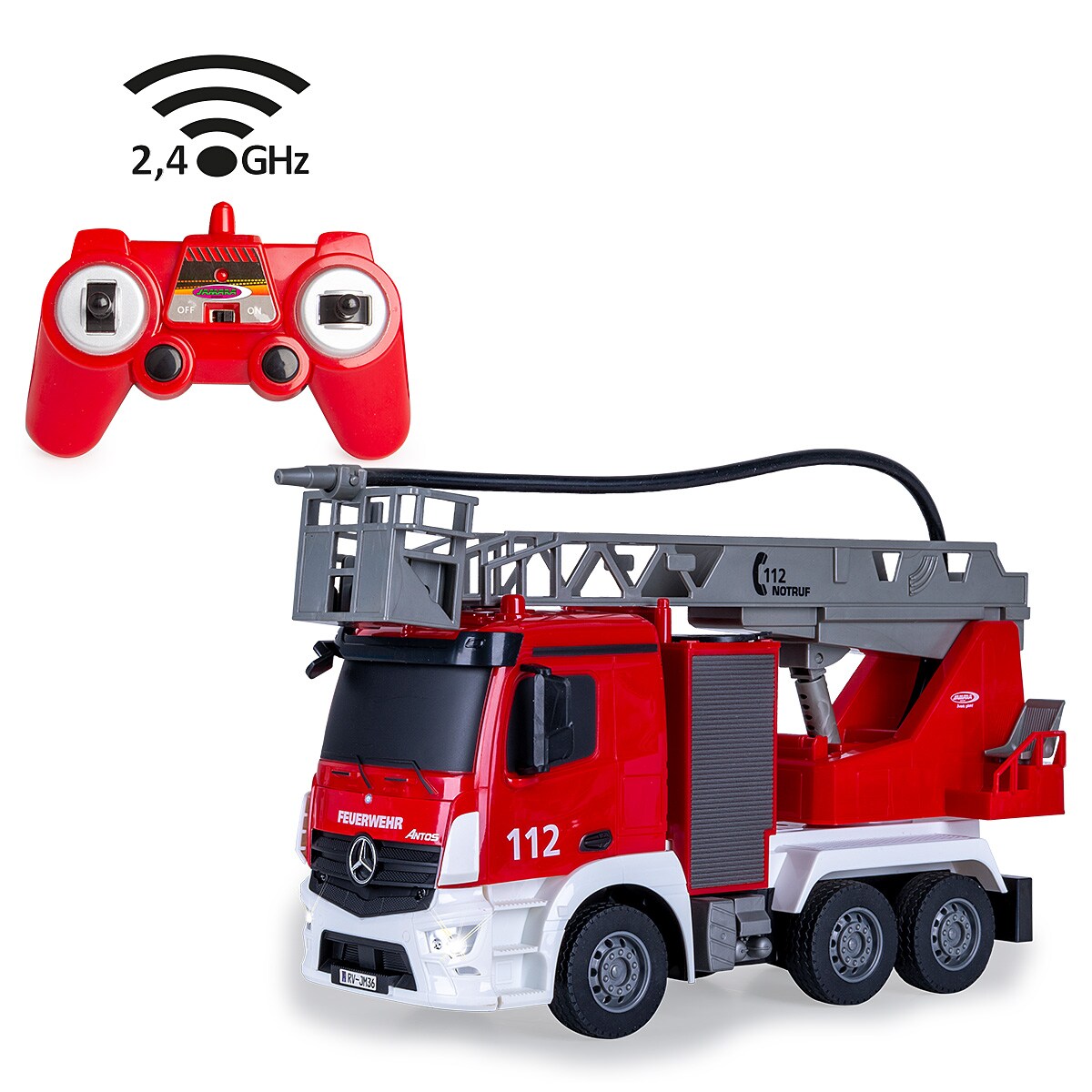 JAMARA Feuerwehr Drehleiter Mercedes -Benz Antos 1:26 2,4GHz mit Spritzfunktion - Bild 1