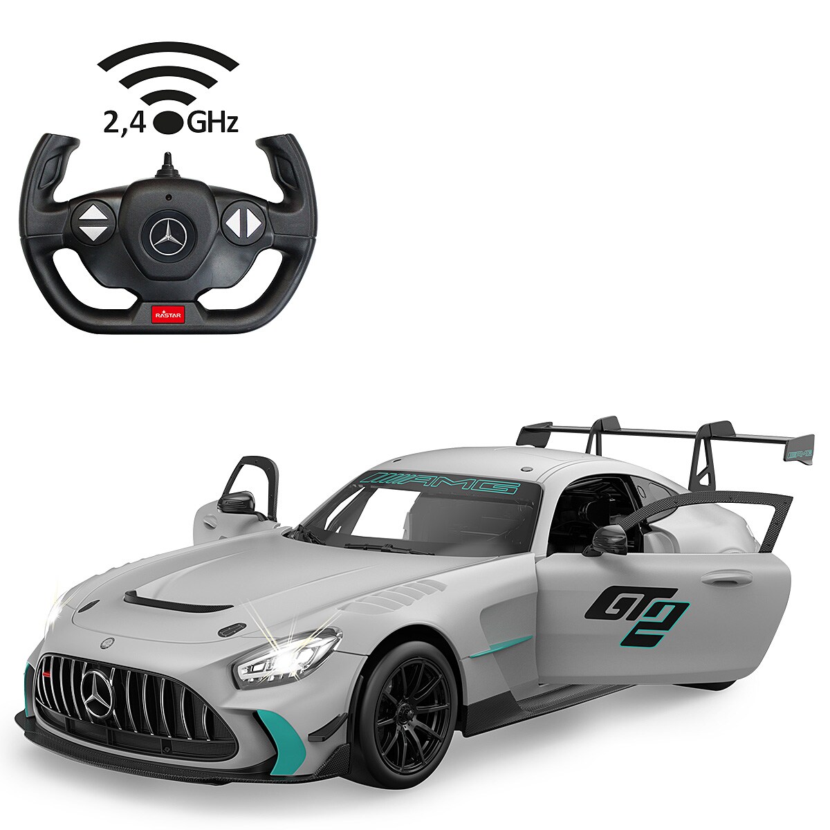 JAMARA Mercedes-AMG GT2 1:14 silber 2,4GHz T&uuml;r manuell - Bild 1